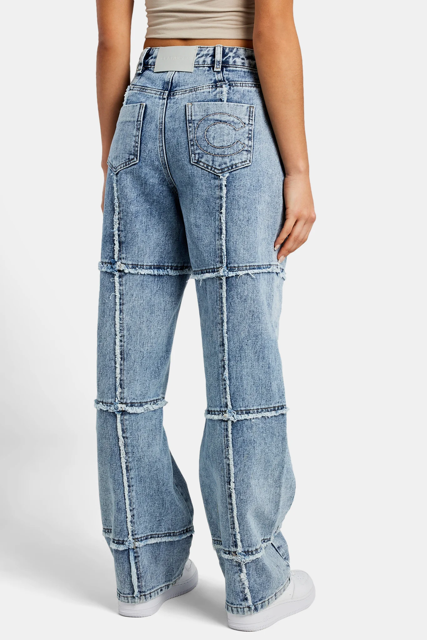 Relaxed Square Raw Edge Jean - Light Blue - Image 2