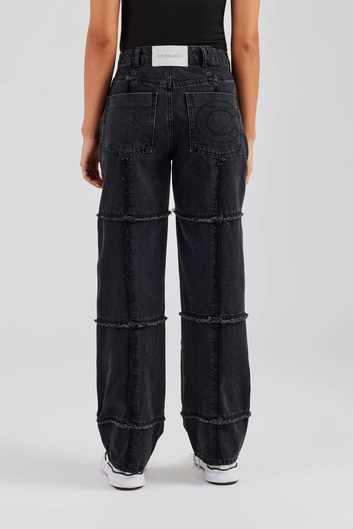 Relaxed Square Raw Edge Jean - Washed Black - Image 3