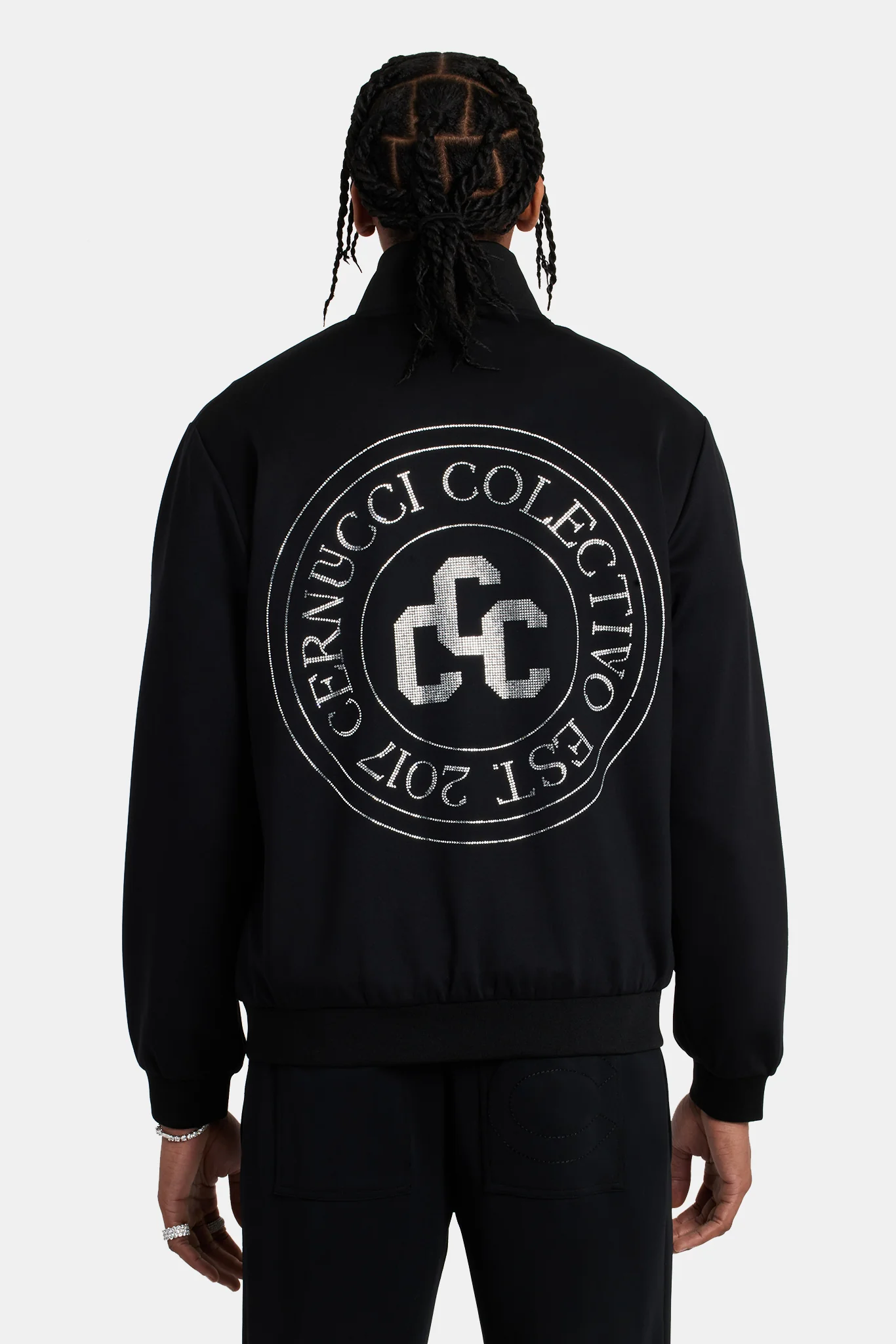 Rhinestone Crest Track Jacket - Black - Image 4