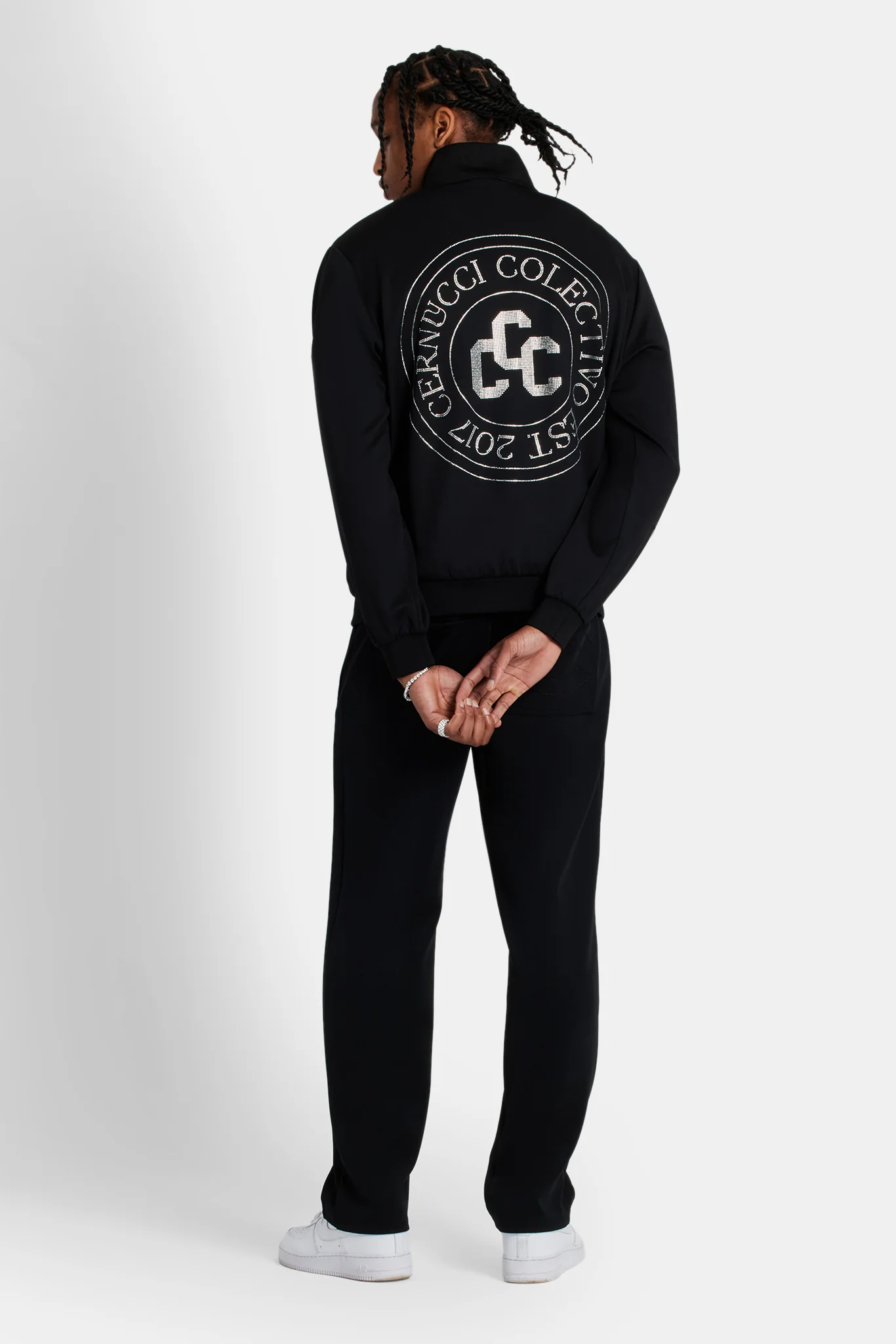 Rhinestone Crest Track Pant - Black - Image 6