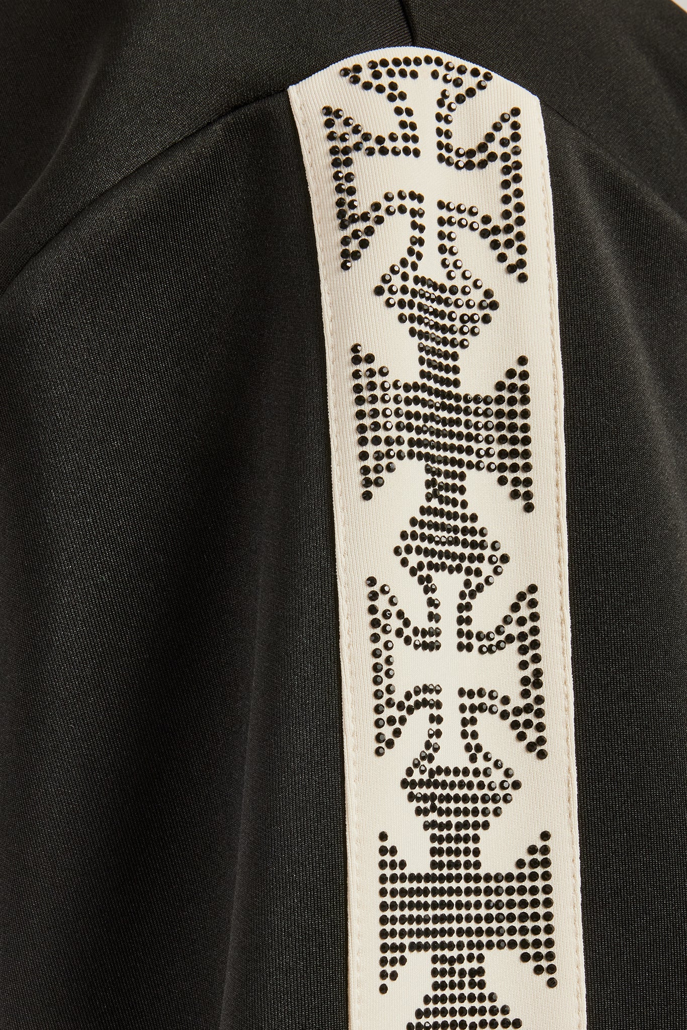 Rhinestone Embellished Track Jacket - Black - Image 3
