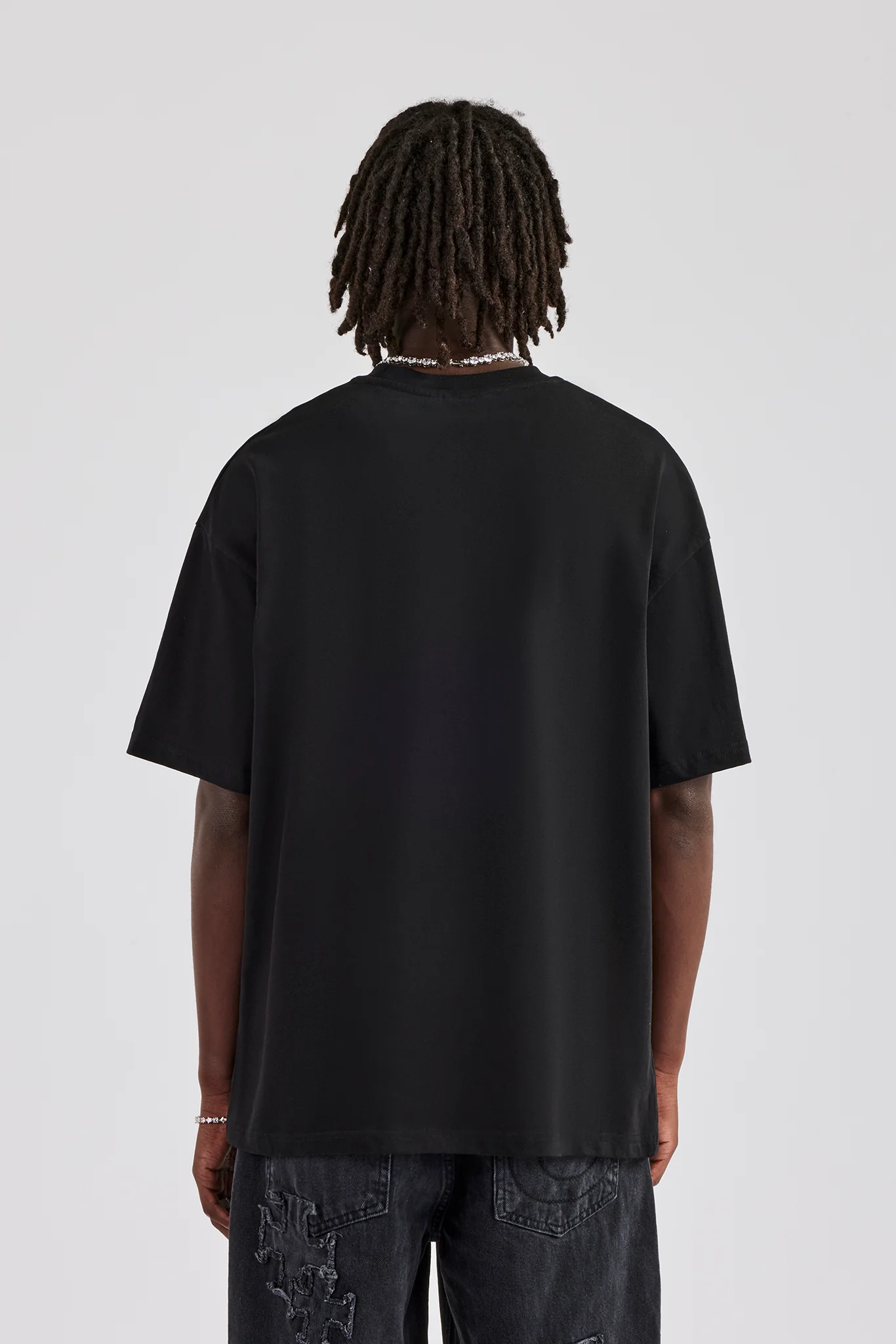 Rhinestone Lightning Oversized T-Shirt - Black - Image 3