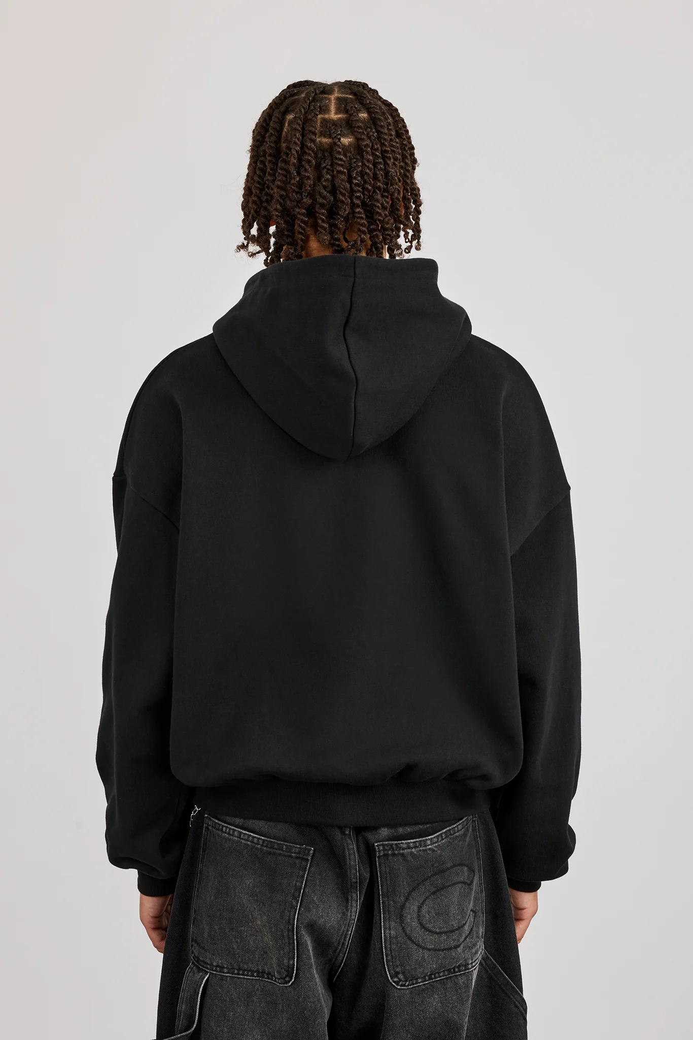 Rhinestone Logo Zip Hoodie - Black - Image 4