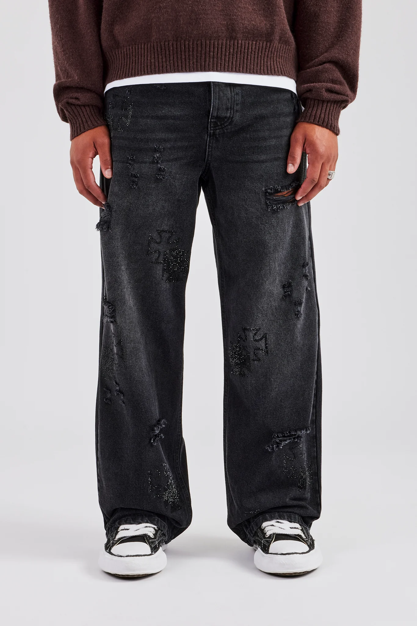 Rhinestone Motif Baggy Jean - Image 5