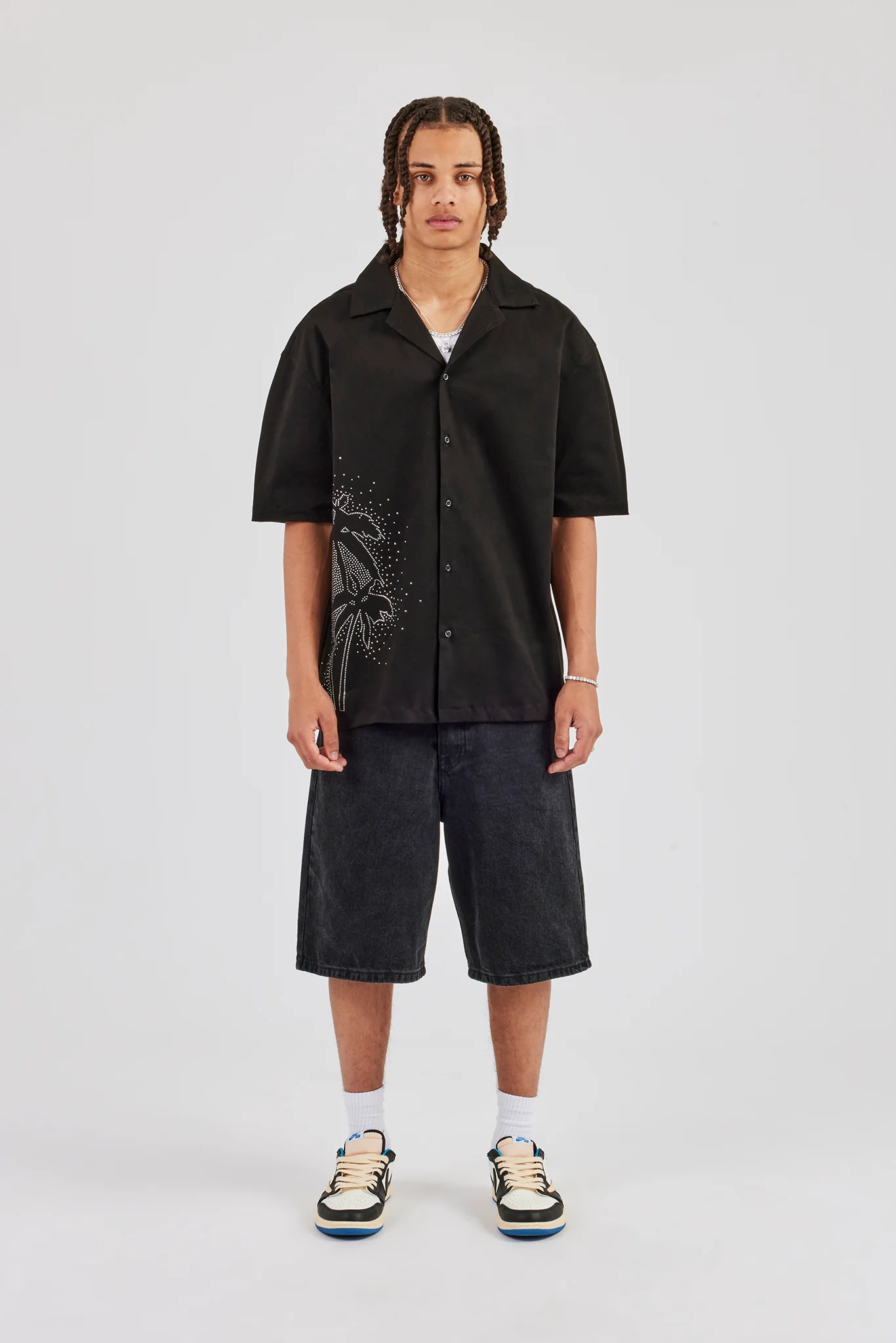 Rhinestone Palm Shirt - Black - Image 4