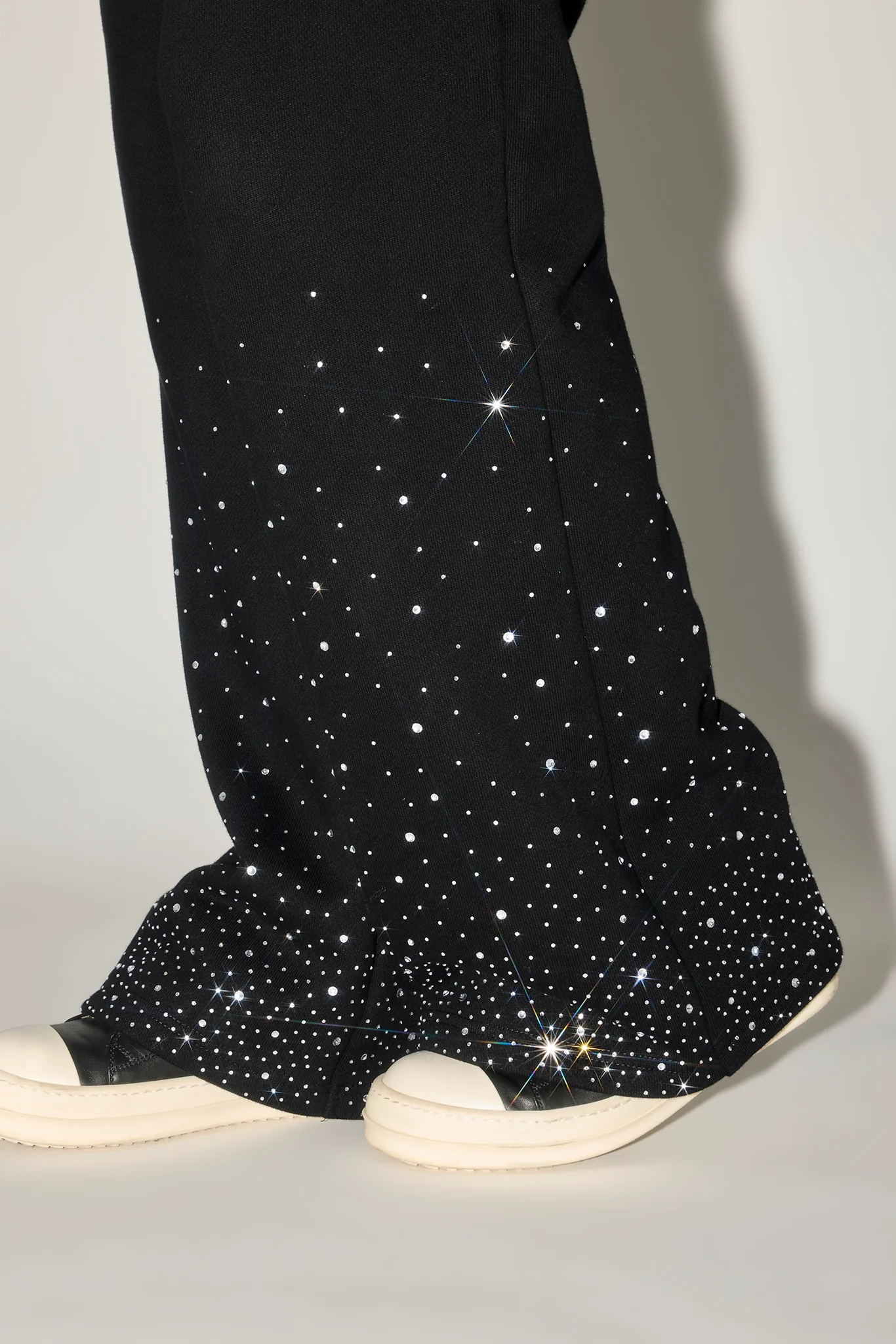 Rhinestone Wide Leg Jogger - Black - Image 3