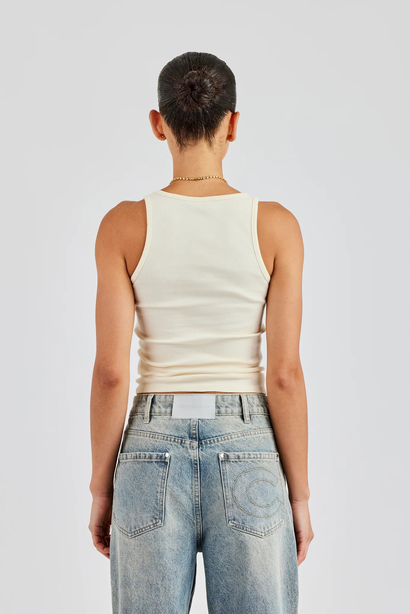 Rib Glitter Applique Vest Top - Butter Yellow - Image 5