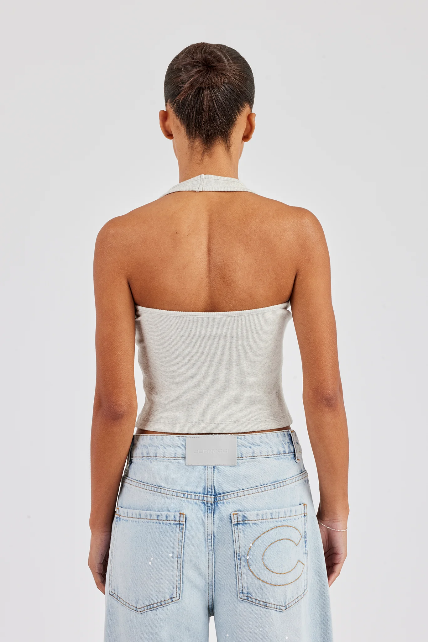 Rib Halterneck Top - Ash Grey - Image 2