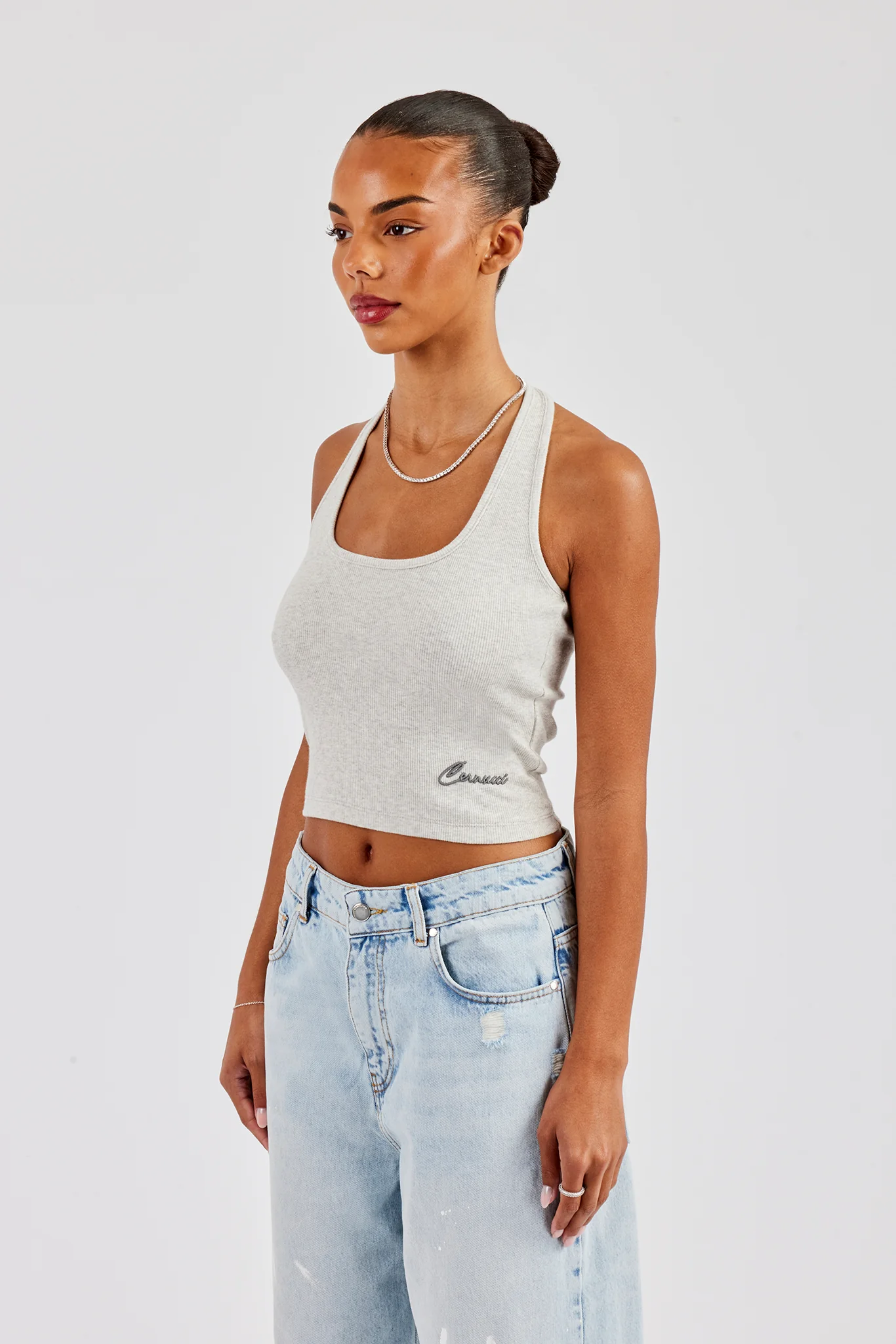 Rib Halterneck Top - Ash Grey - Image 4