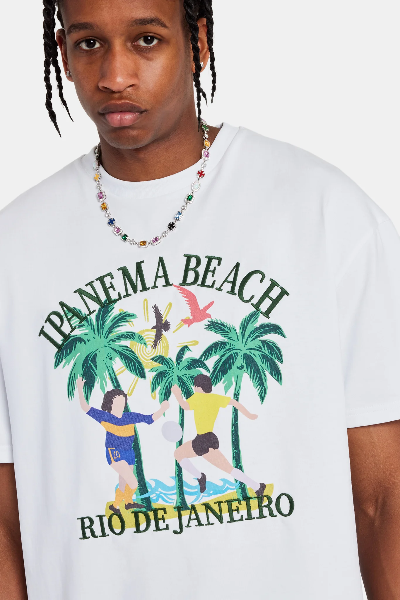 Rio Beach Football Oversized T-Shirt - White - Image 3