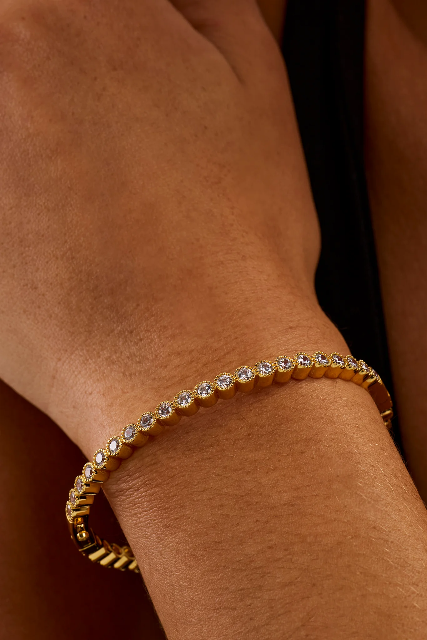 Round Cluster Bangle - 4mm - Gold - Image 4