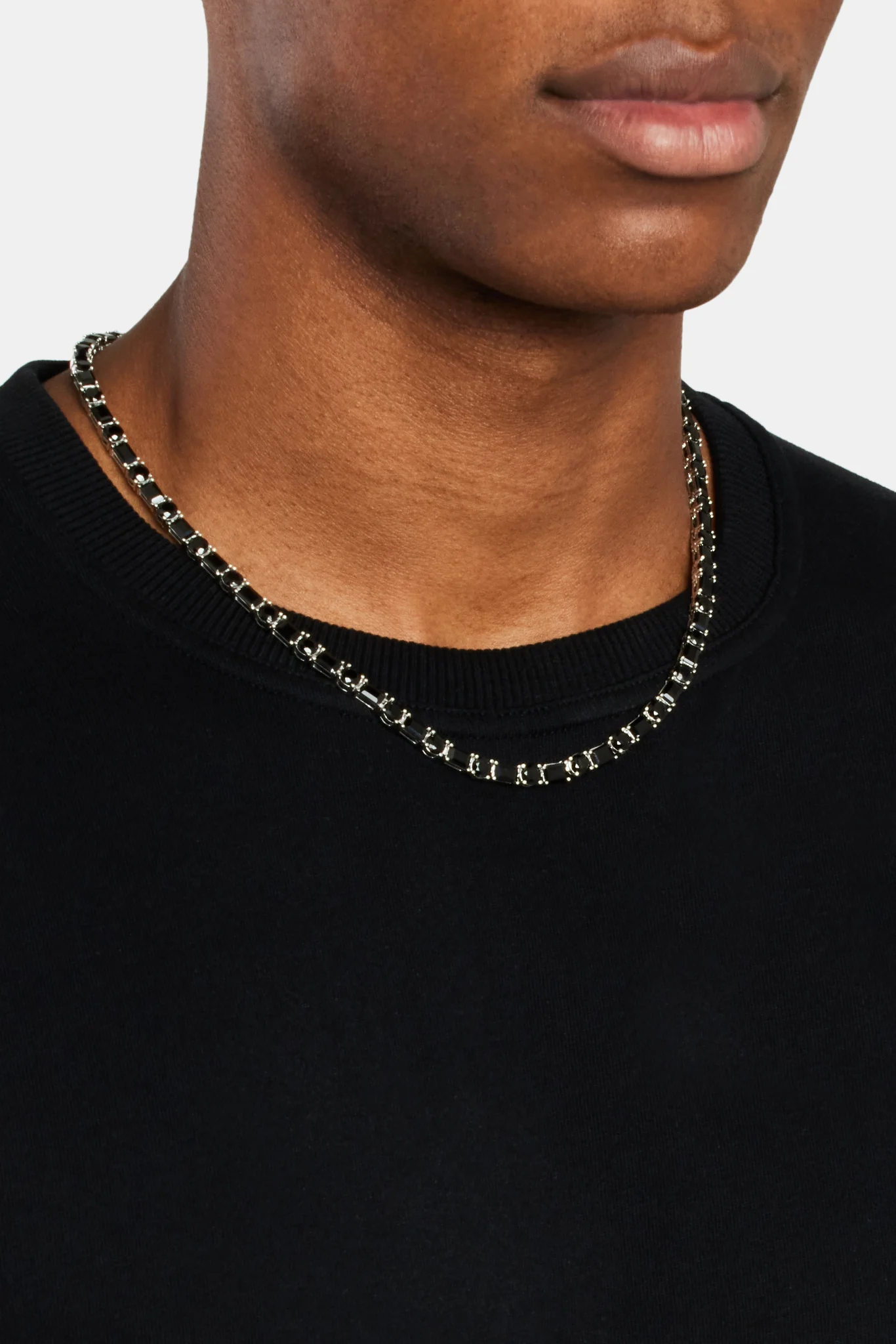 Round & Rectangular Tennis Chain - Black - Image 3
