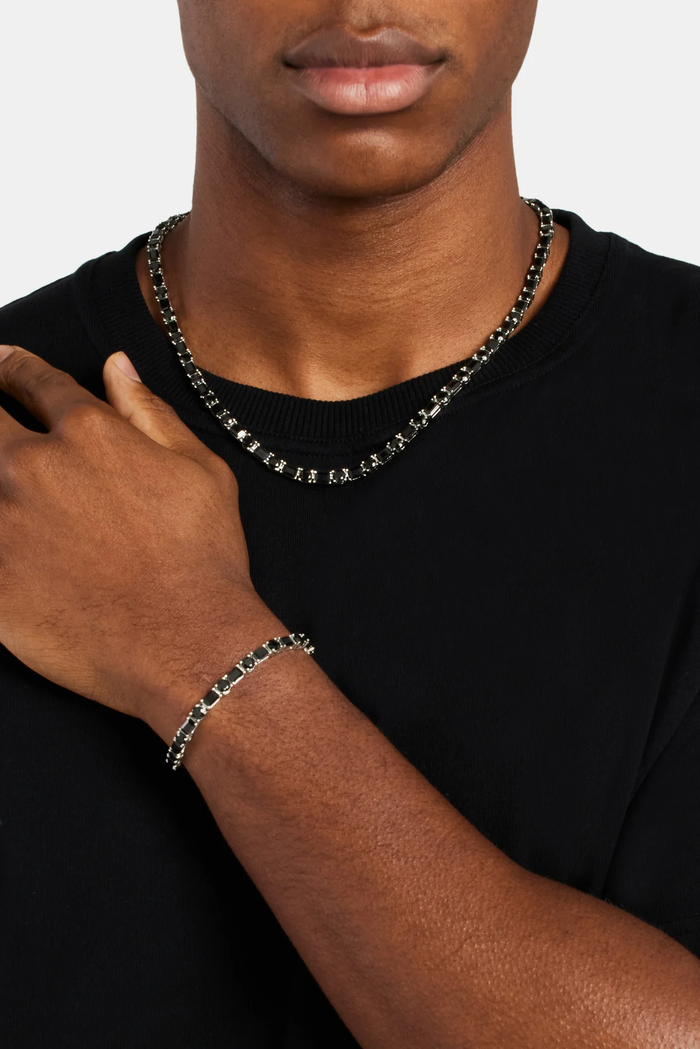 Round & Rectangular Tennis Chain - Black - Image 5