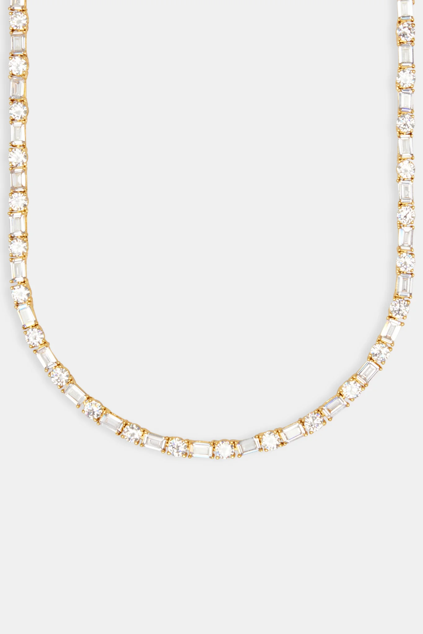 Round & Rectangular Tennis Chain - Gold 5mm - Image 2