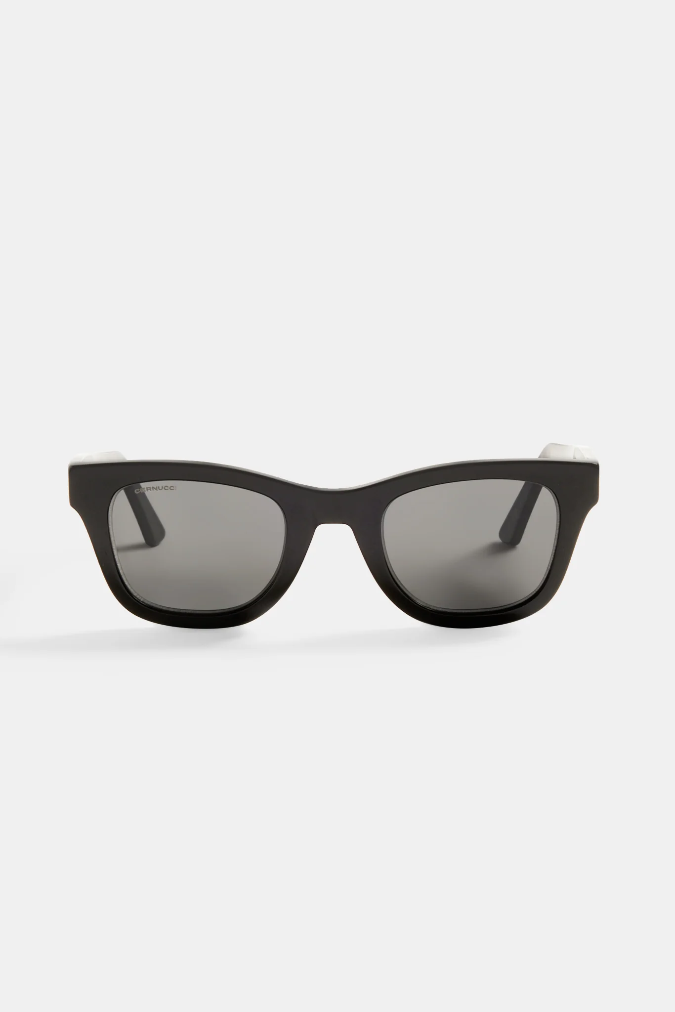 Rounded Square Acetate Frame Sunglasses - Black - Image 3