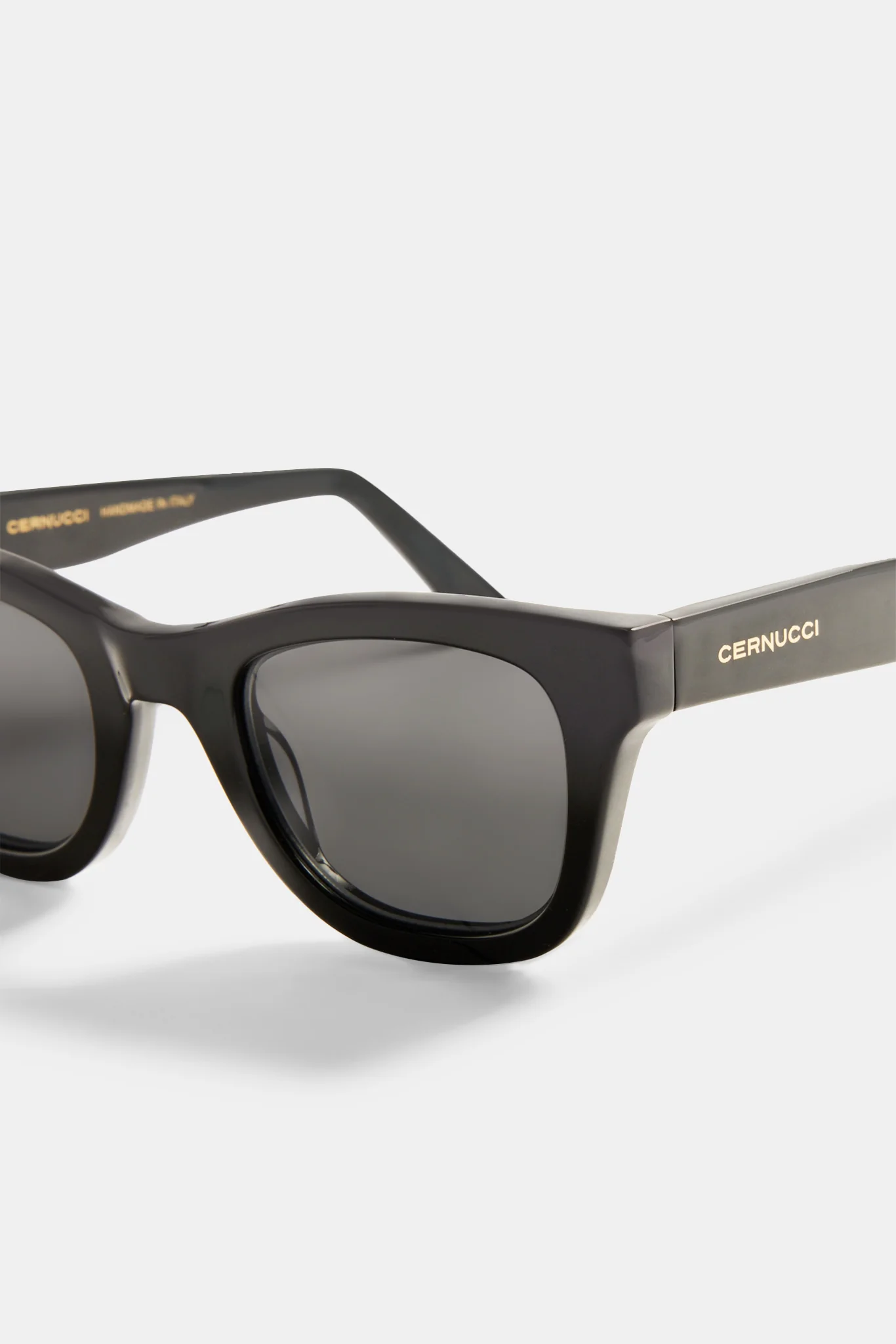 Rounded Square Acetate Frame Sunglasses - Black - Image 4