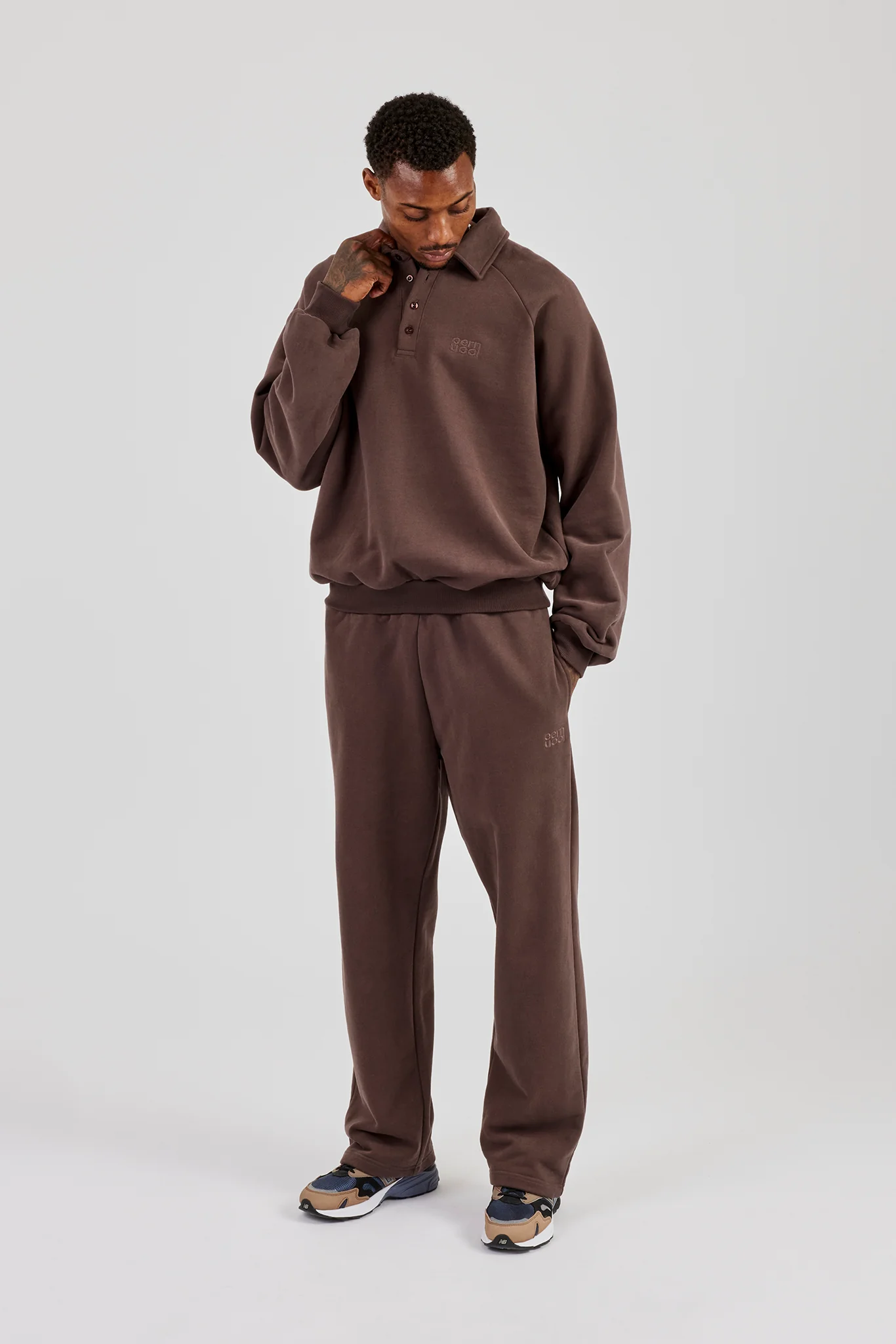 Rugby Sweater and Relaxed Jogger - Coffee - Image 3