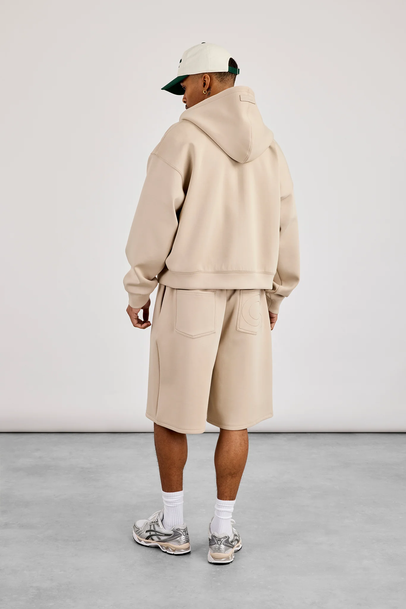 Scuba Boxy Zip Through Hoodie & Jort - Stone - Image 3