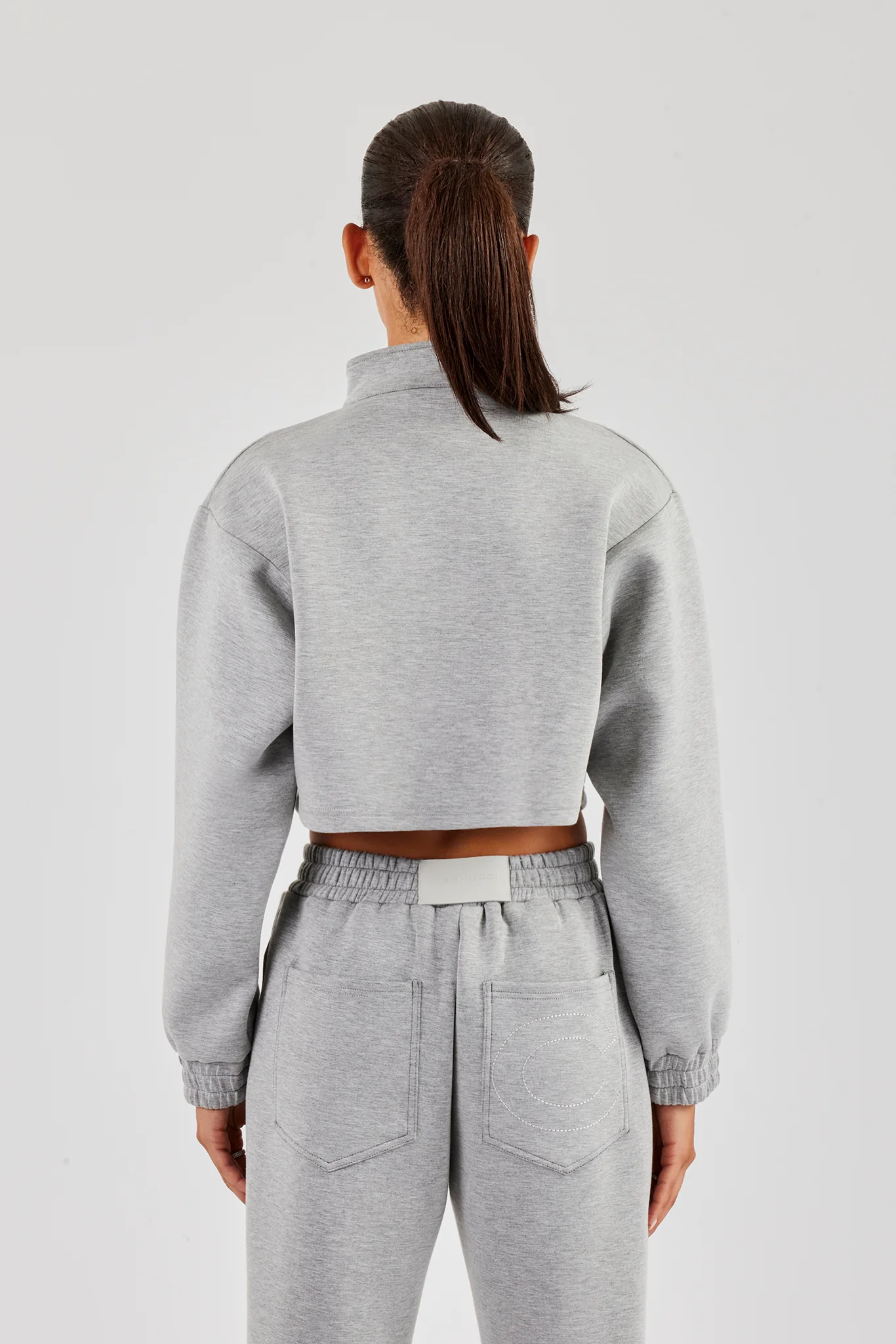 Scuba Funnel Neck Crop Jacket - Grey - Image 5