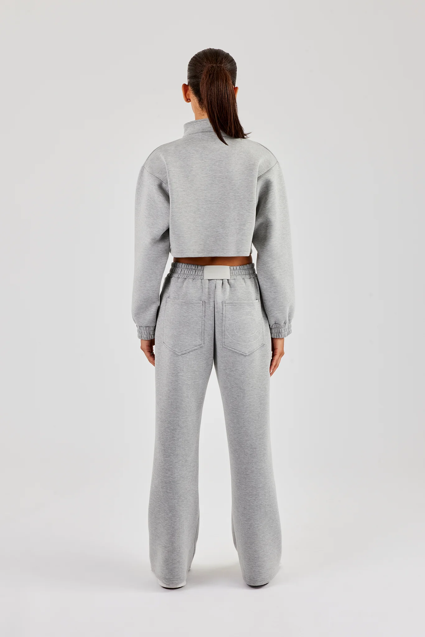 Scuba Funnel Neck Crop Jacket & Jogger - Grey - Image 4