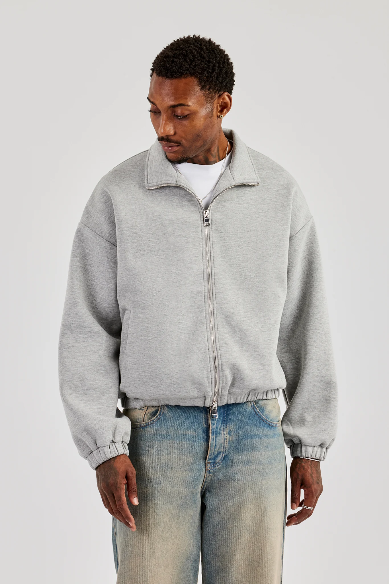 Scuba Funnel Neck Jacket - Grey - Image 5
