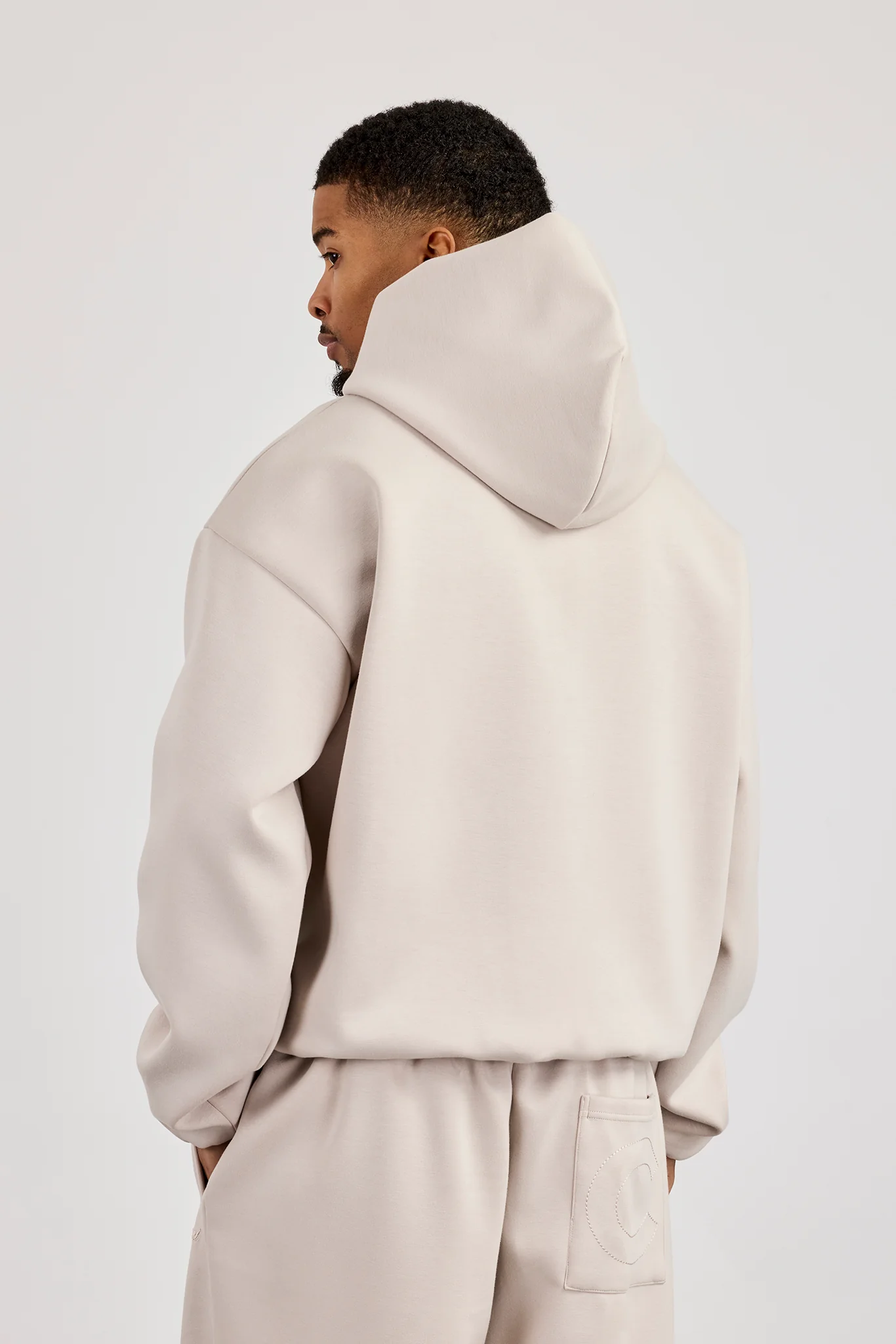 Scuba Half Zip Hoodie - Light Grey - Image 3