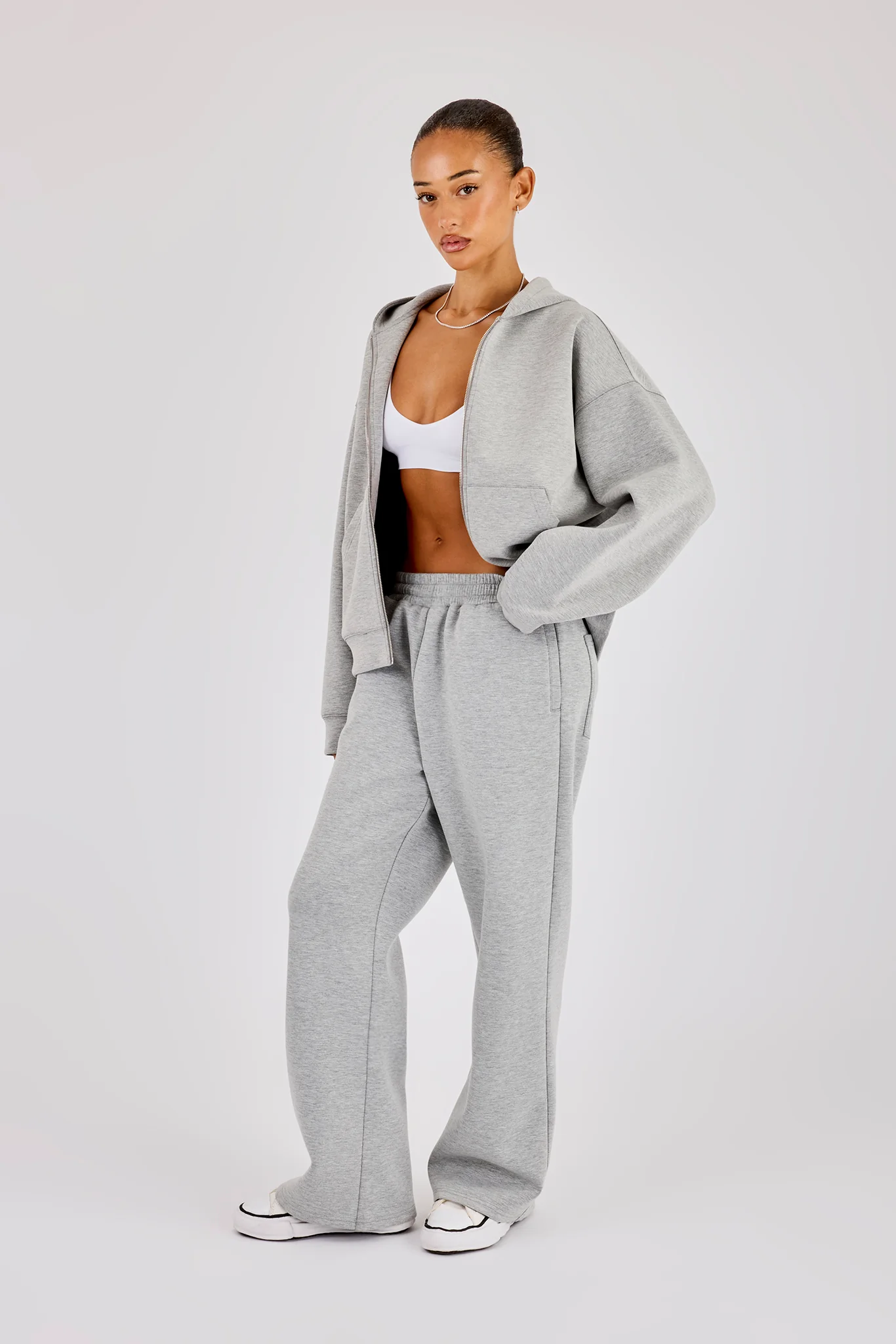 Scuba Oversized Zip Hoodie- Grey - Image 2