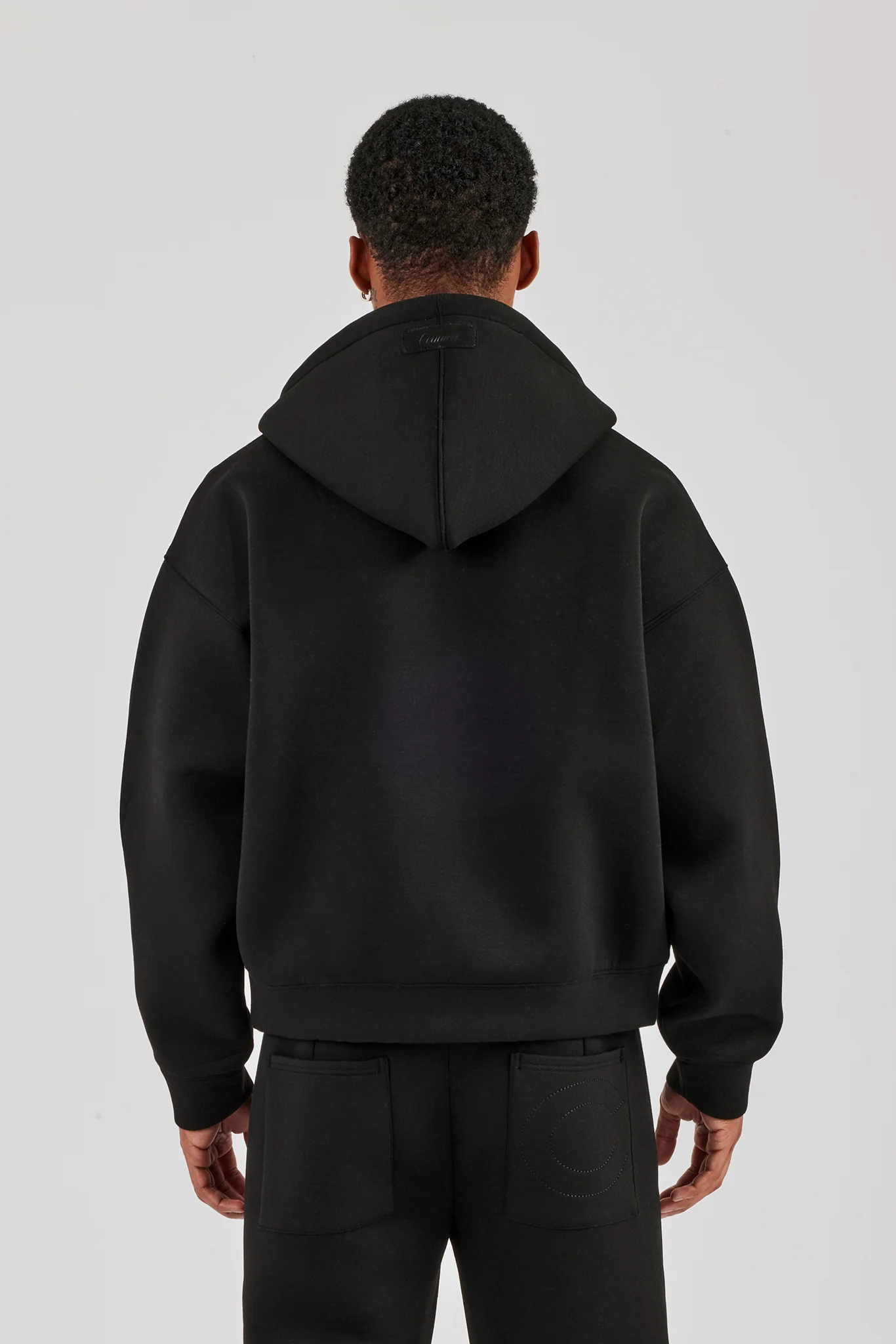 Scuba Zip Through Boxy Hoodie - Black - Image 4