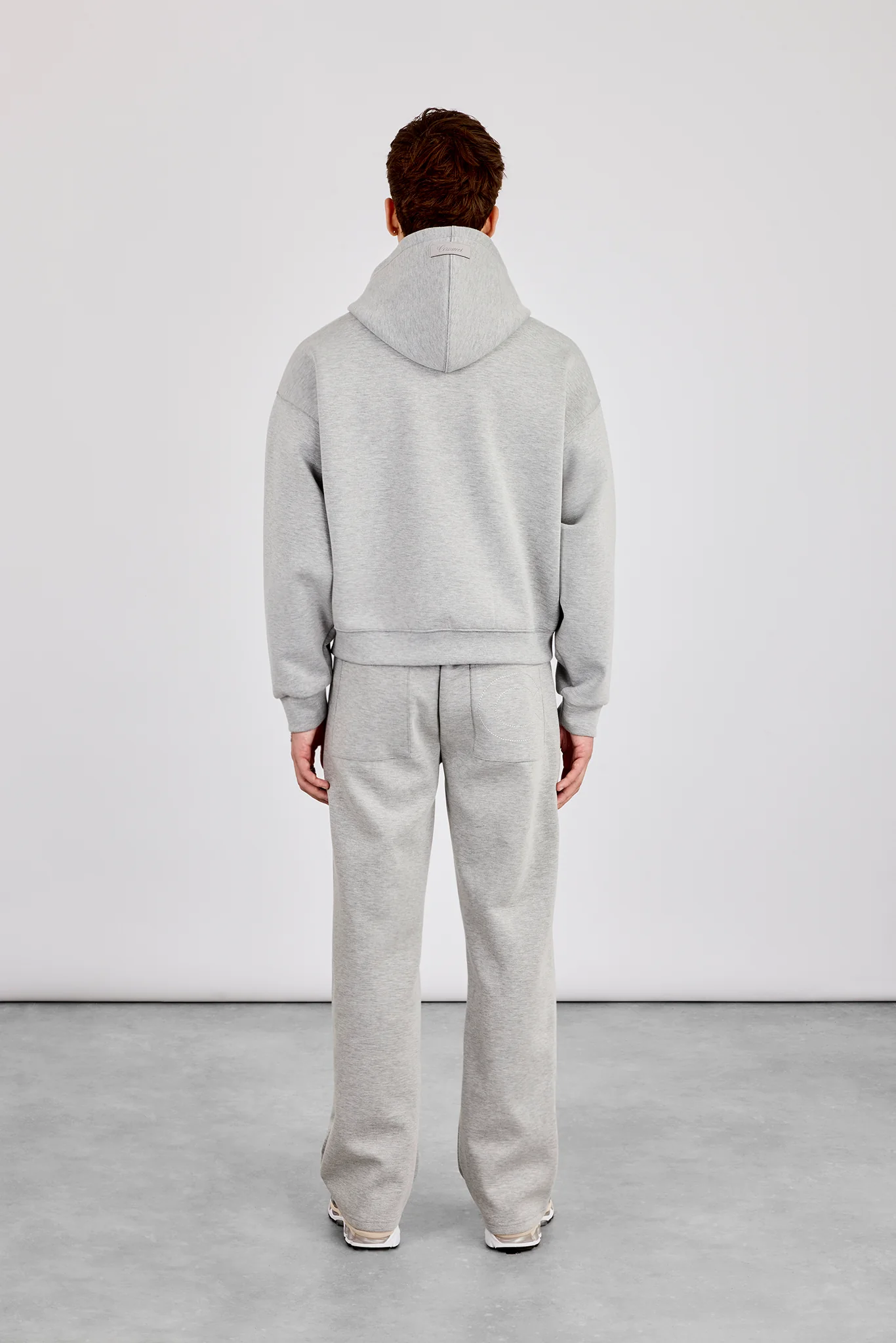 Scuba Zip Through Boxy Hoodie & Relaxed Scuba Trouser - Grey - Image 3