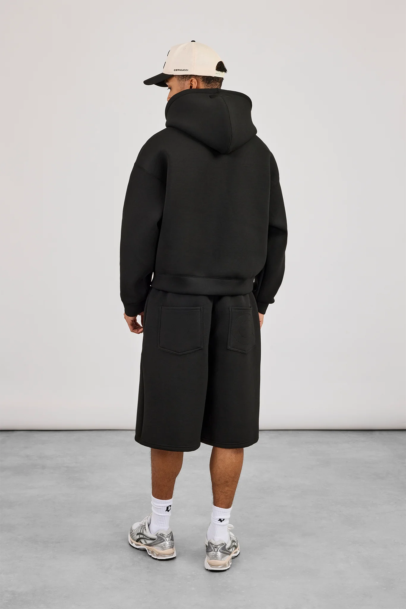 Scuba Zip Through Boxy Hoodie & Jort - Black - Image 3