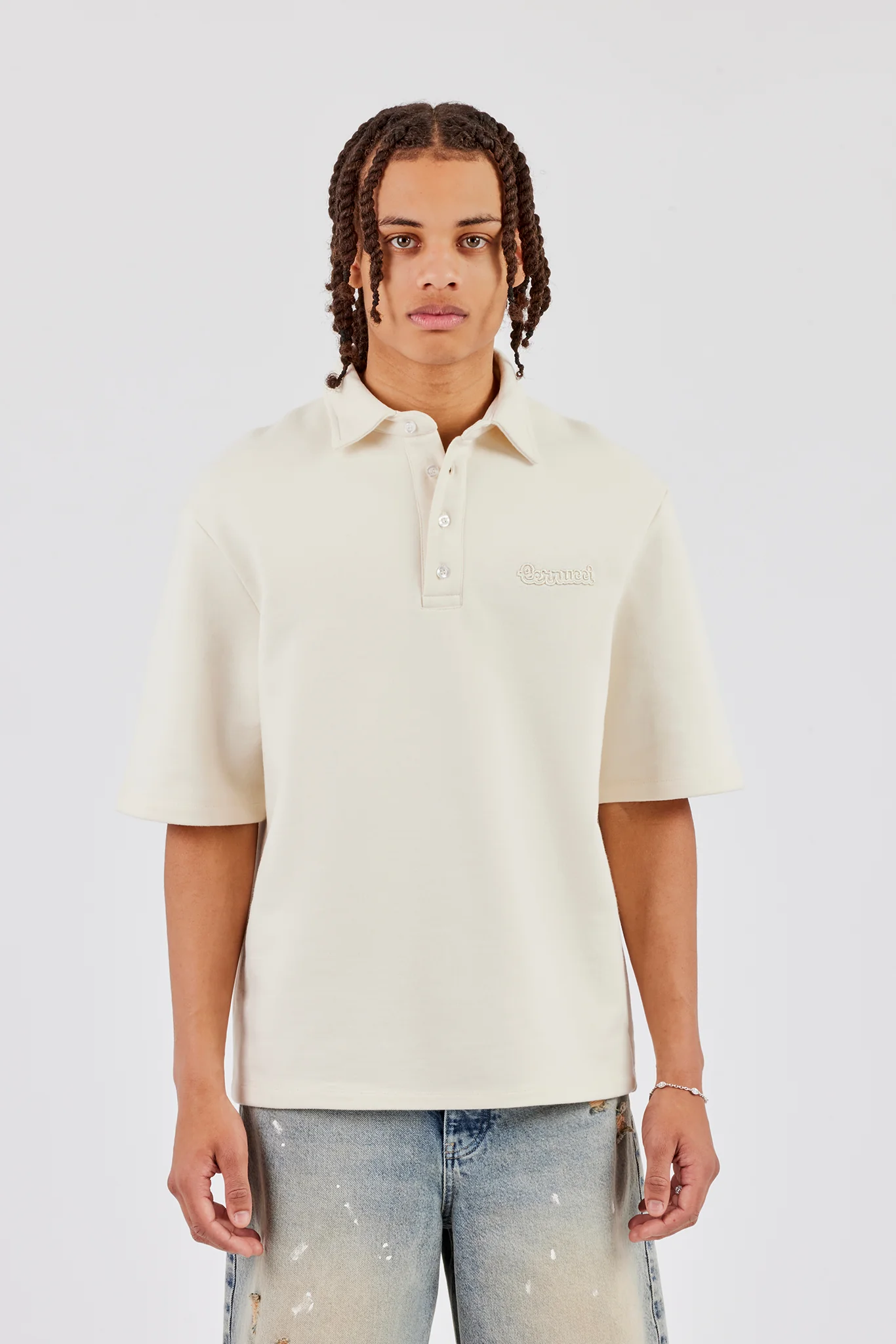 Short Sleeve Rugby Polo Sweatshirt - Off White - Image 3