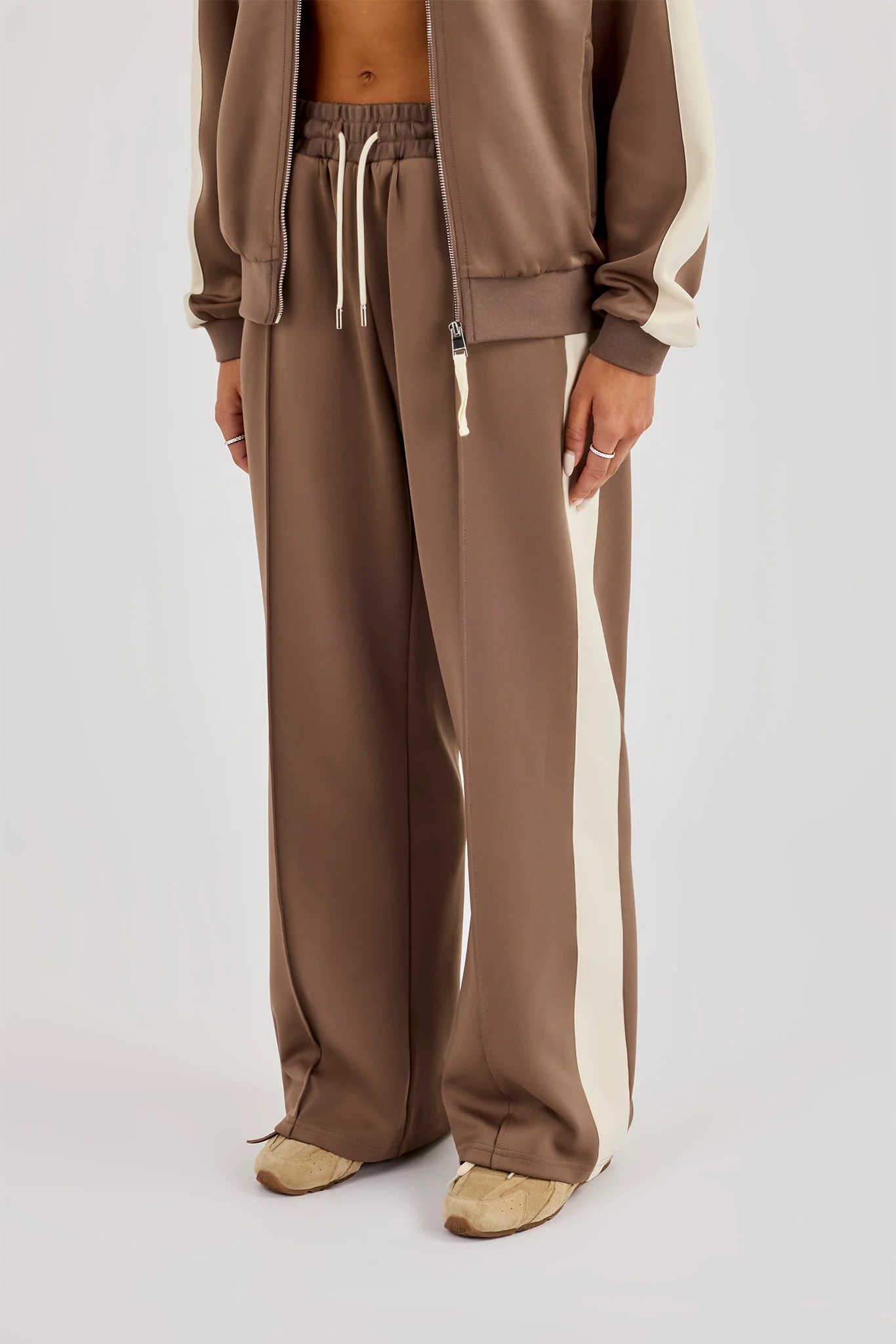 Single Taping Drawcord Track Pant - Taupe - Image 3