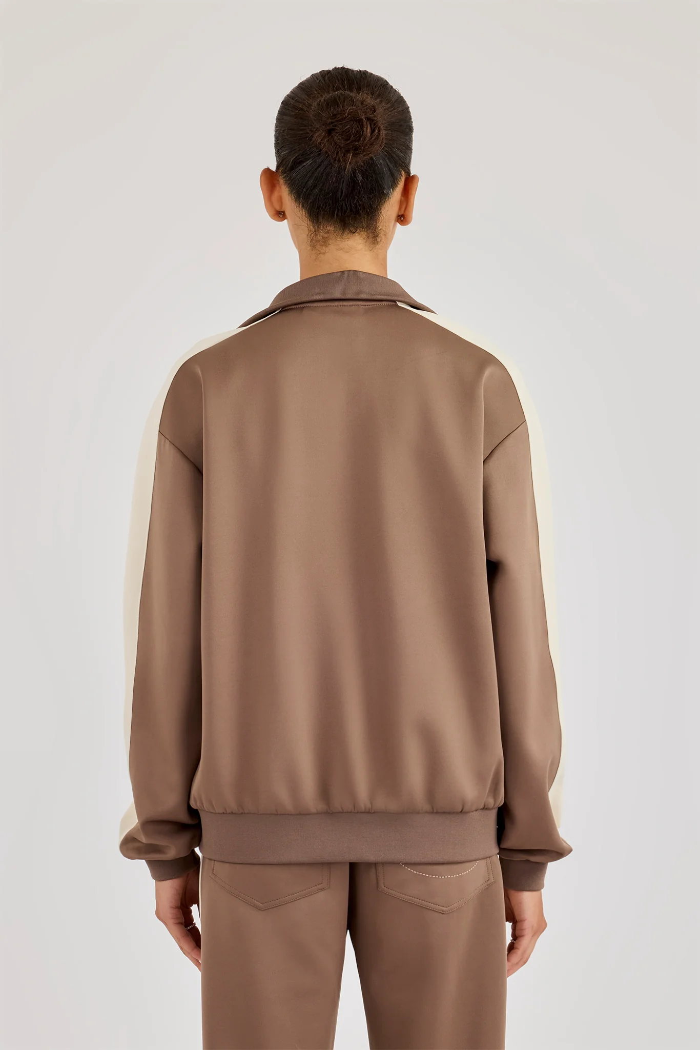Single Taping Regular Track Jacket - Taupe - Image 4
