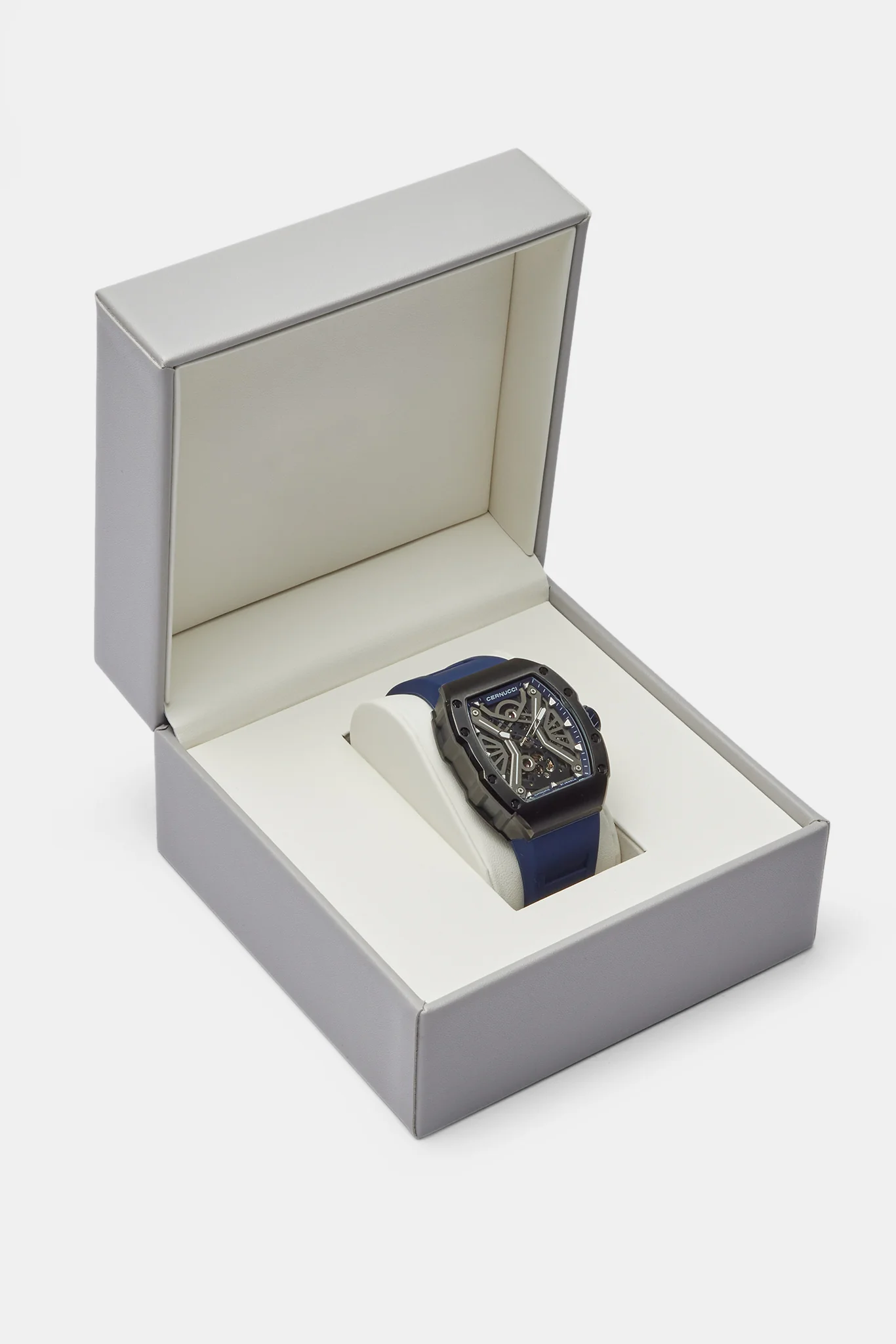Skeleton Rubber Strap Watch - Navy - Image 5