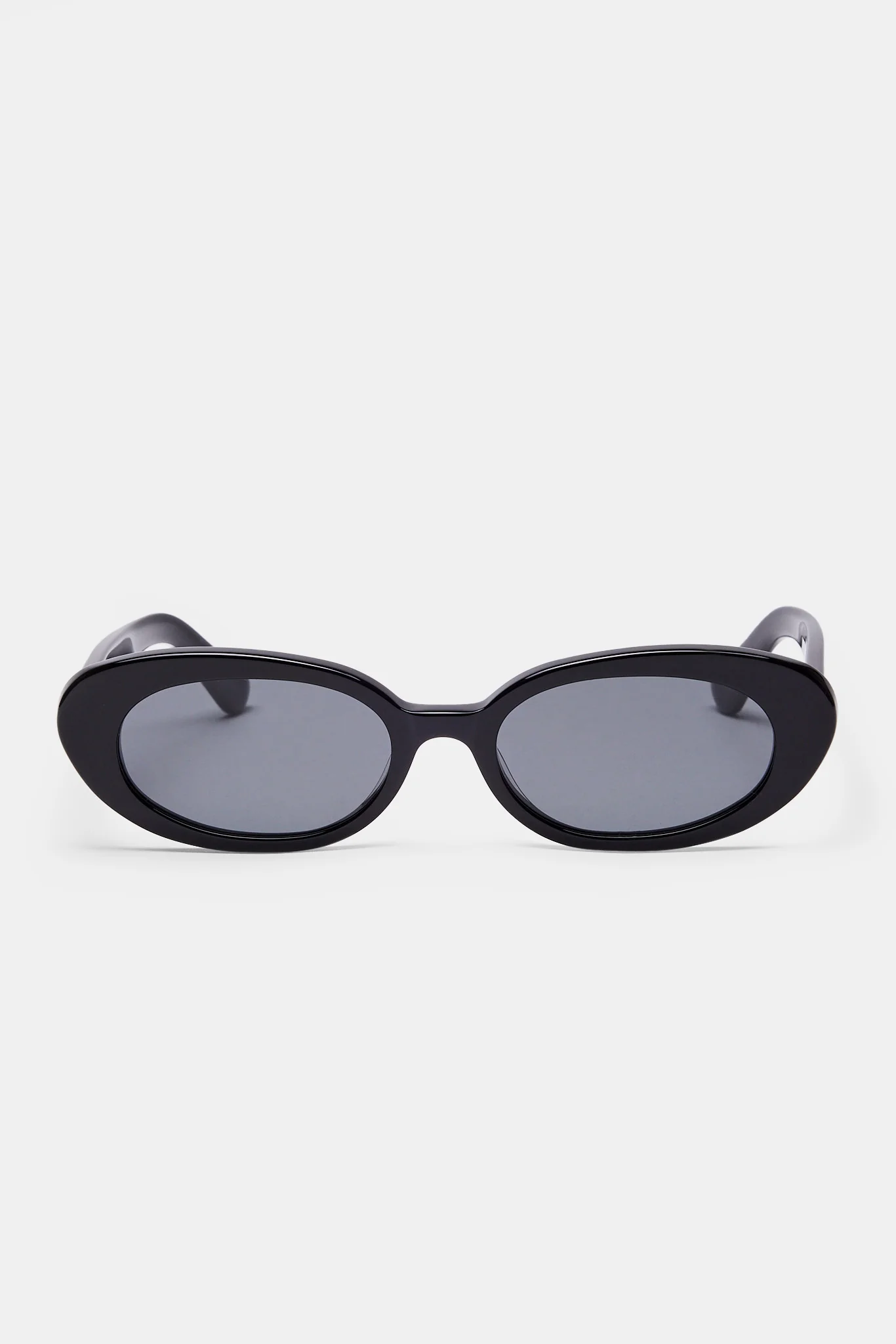 Slim Oval Acetate Sunglasses  - Black - Image 3