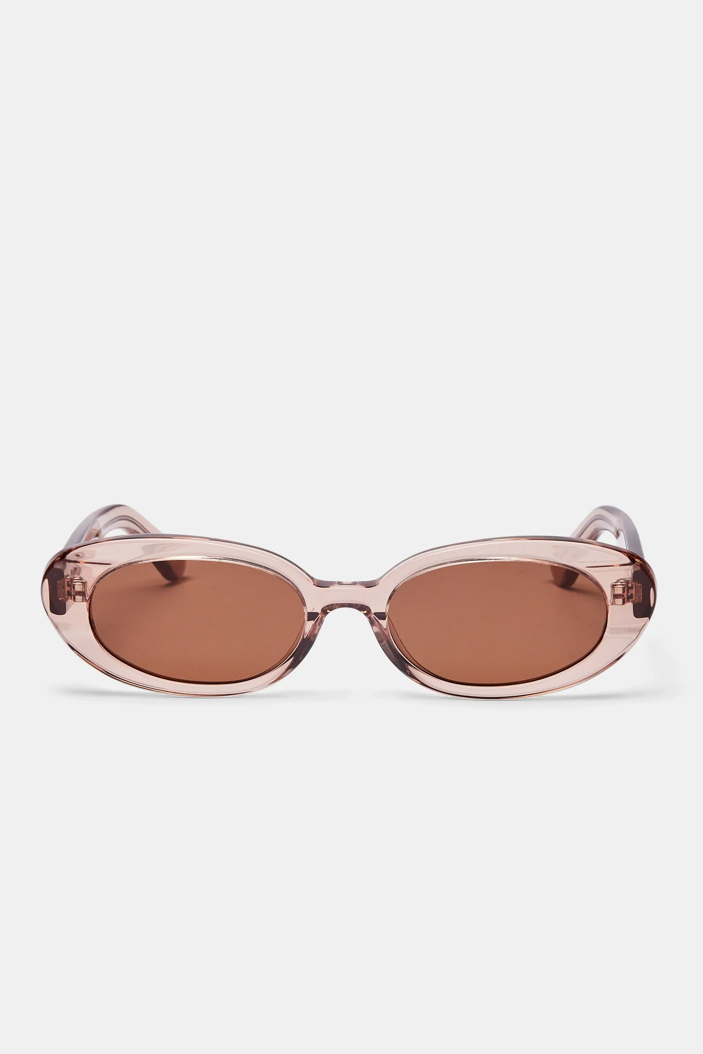 Slim Oval Acetate Sunglasses  - Transparent Blush - Image 3