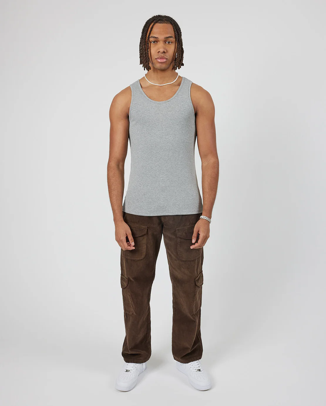 Slim Ribbed Vest - Grey - Image 2