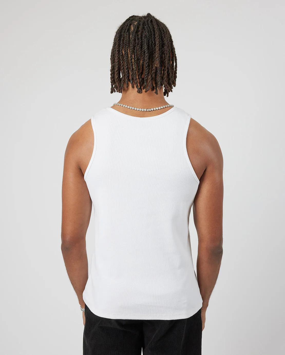 Slim Ribbed Vest - White - Image 4
