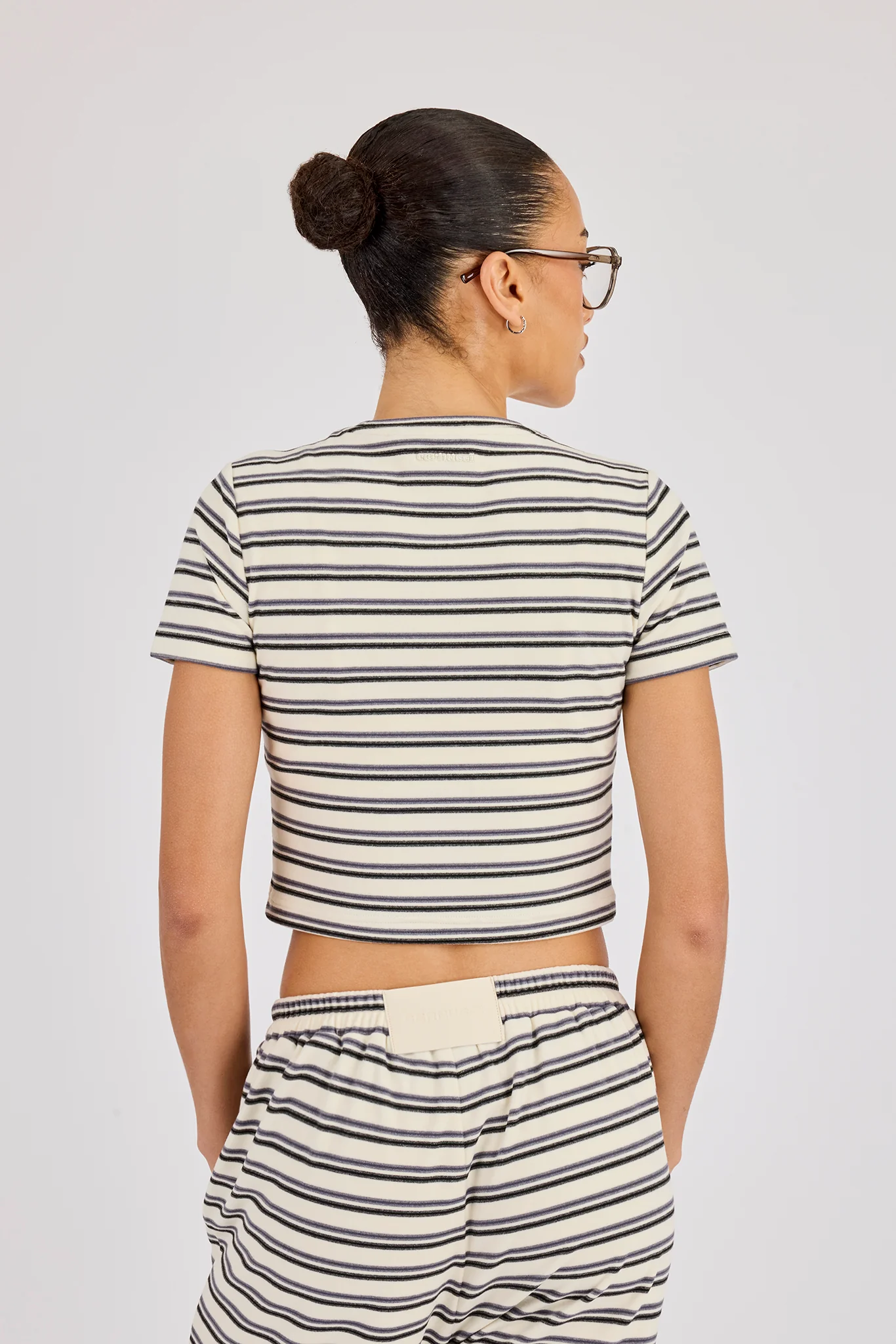 Soft Touch Double Stripe Short Sleeve Top - Blue - Image 3