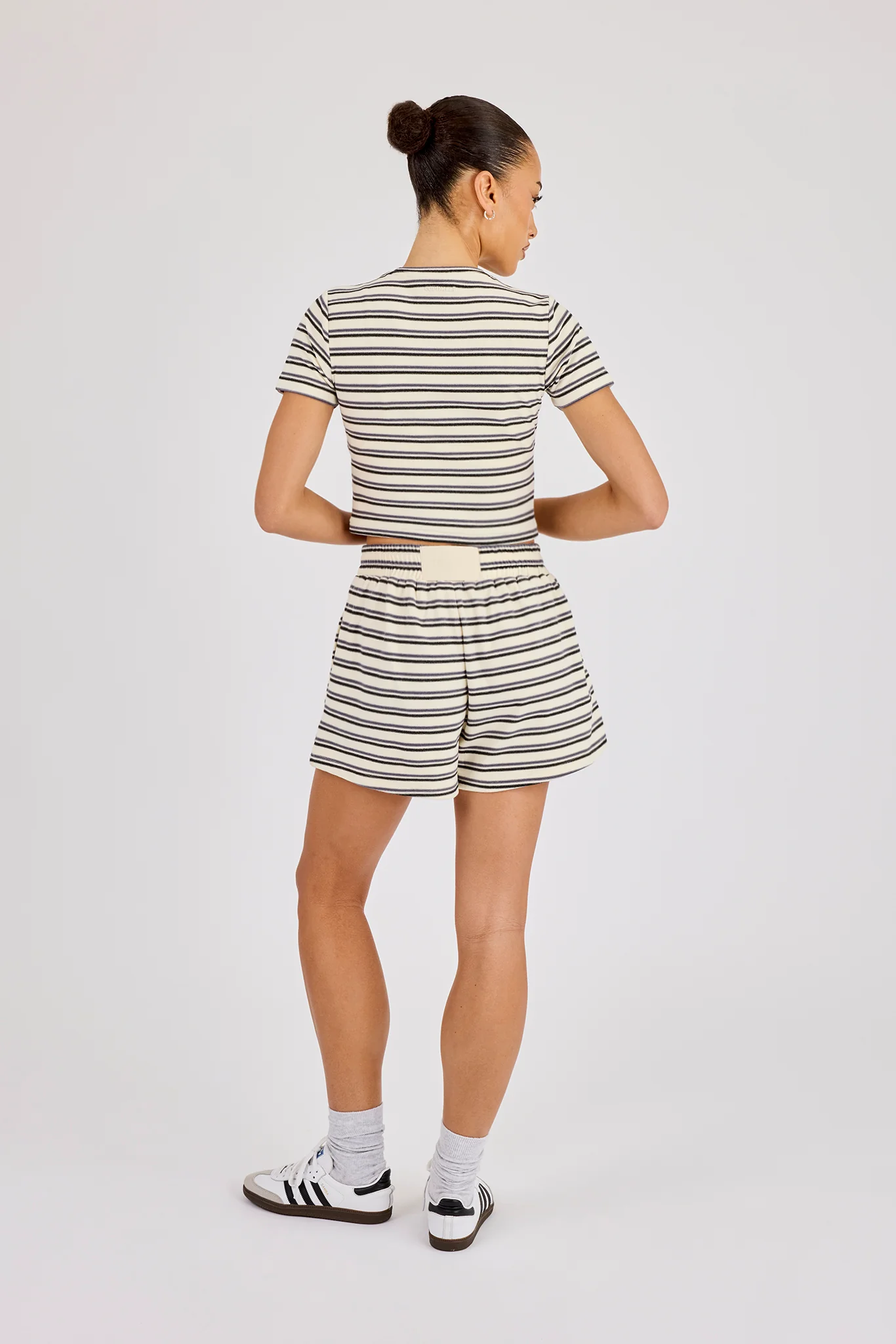Soft Touch Double Stripe Short Sleeve Top & Short - Blue - Image 4