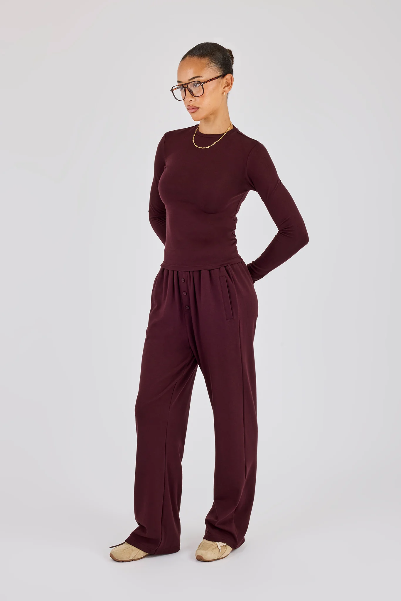 Soft Touch Long Sleeve Top & Trouser - Burgundy