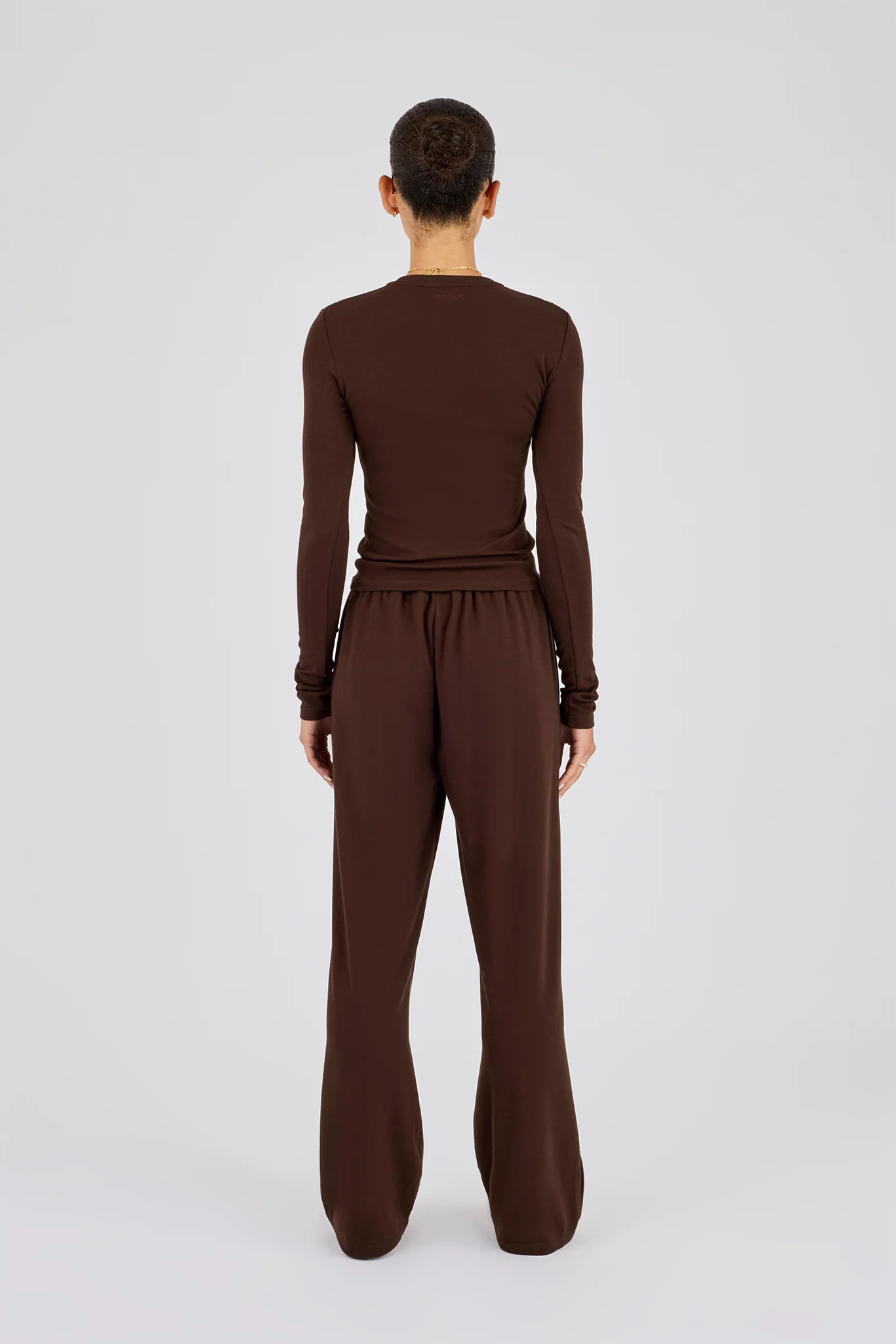 Soft Touch Long Sleeve Top & Trouser - Chocolate - Image 3