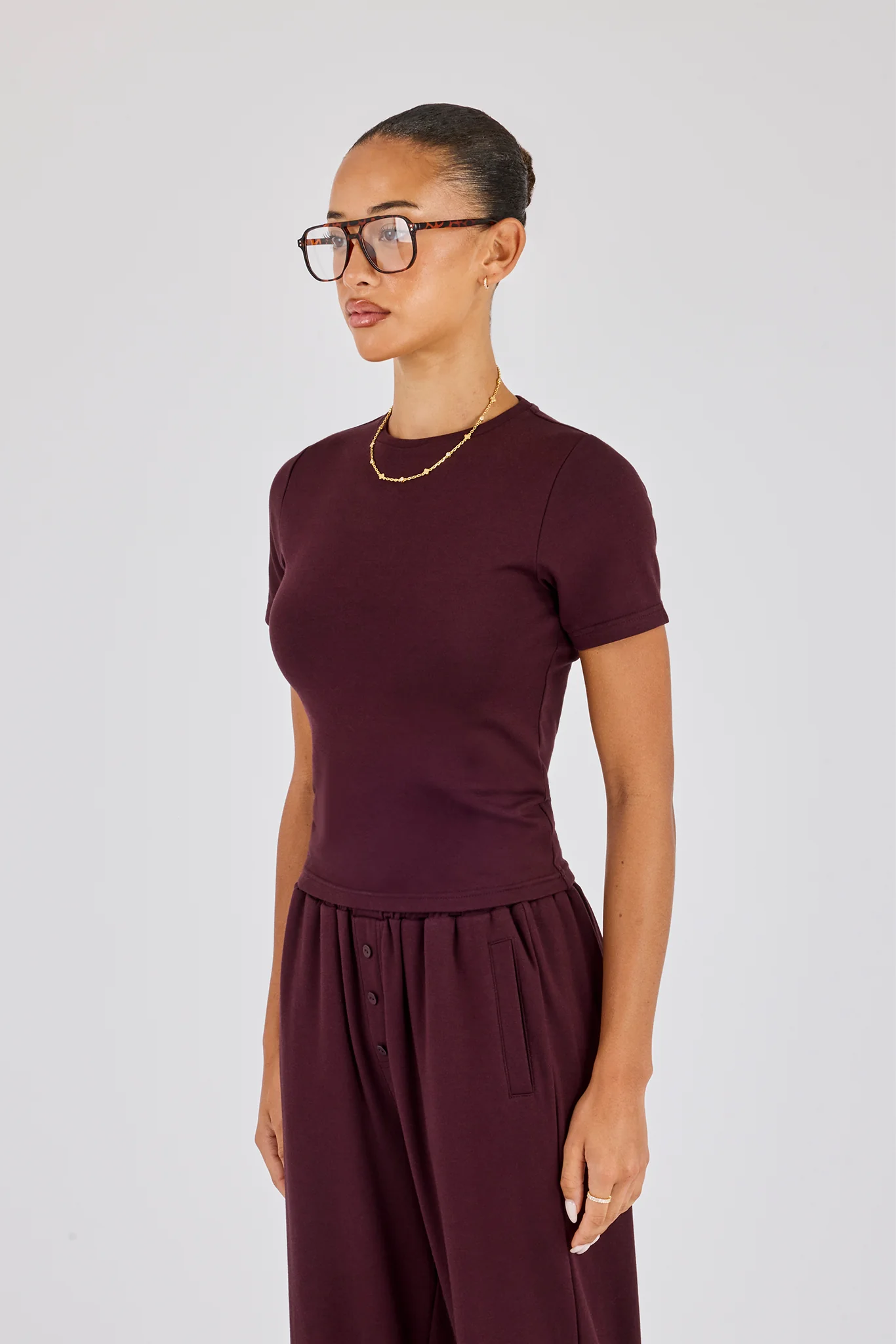 Soft Touch Short Sleeve T-Shirt - Burgundy - Image 2