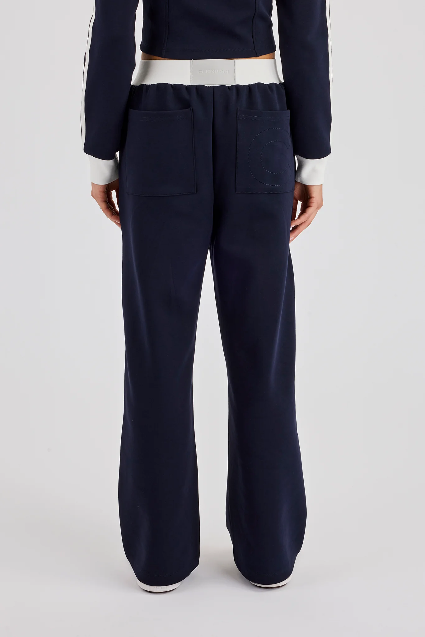 Soft Touch Wide Leg Jogger - Navy Blue - Image 3