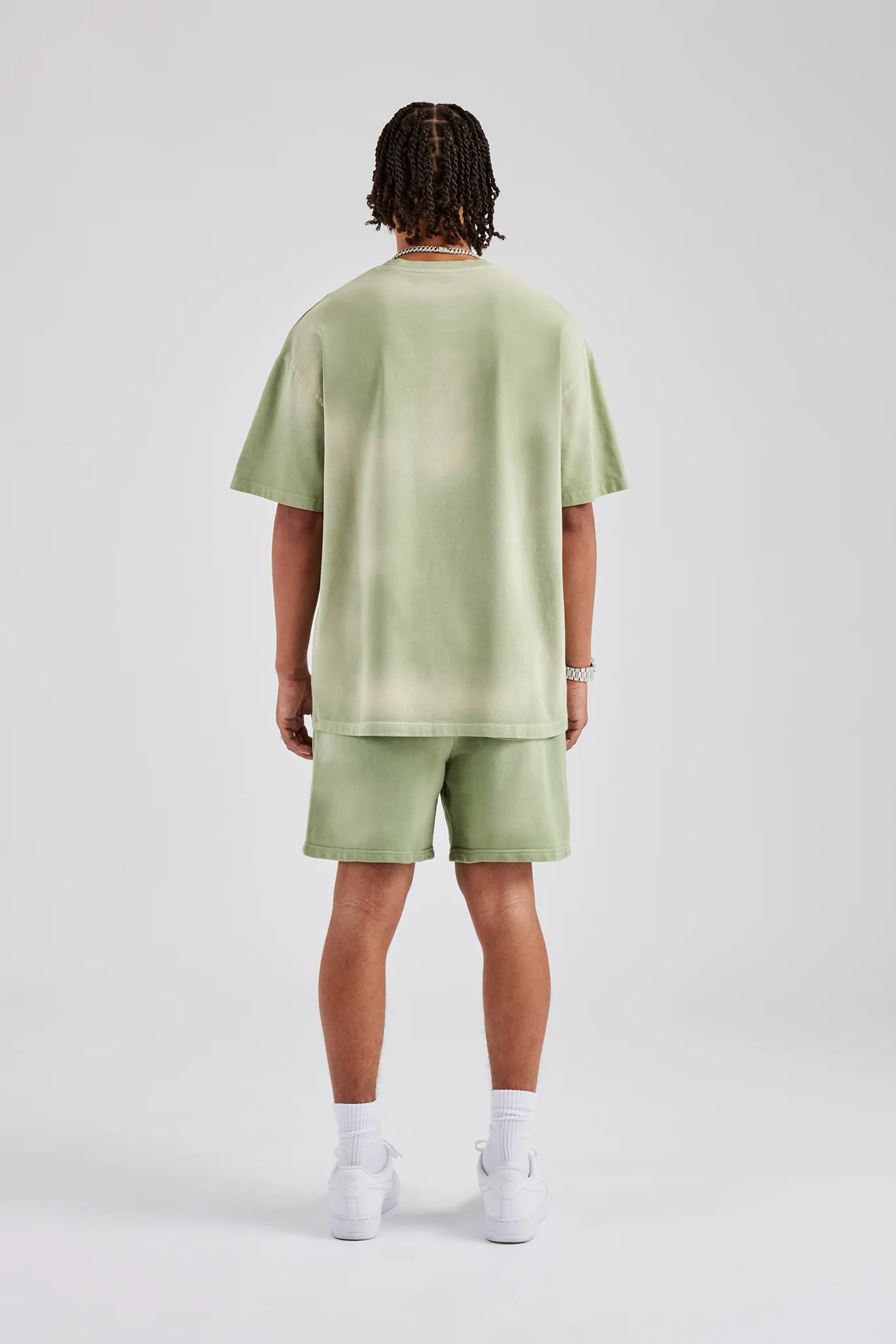 Spray Washed Paraiso Oversized T-Shirt & Short Set- Washed Green - Image 4
