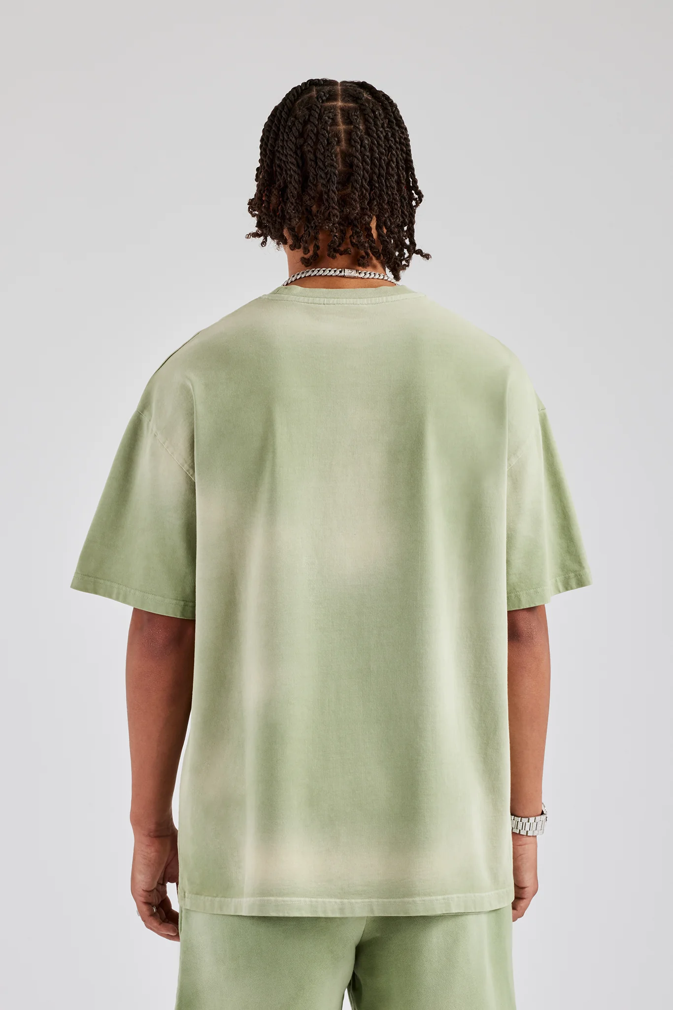 Spray Washed Paraiso Oversized T-Shirt - Washed Green - Image 4