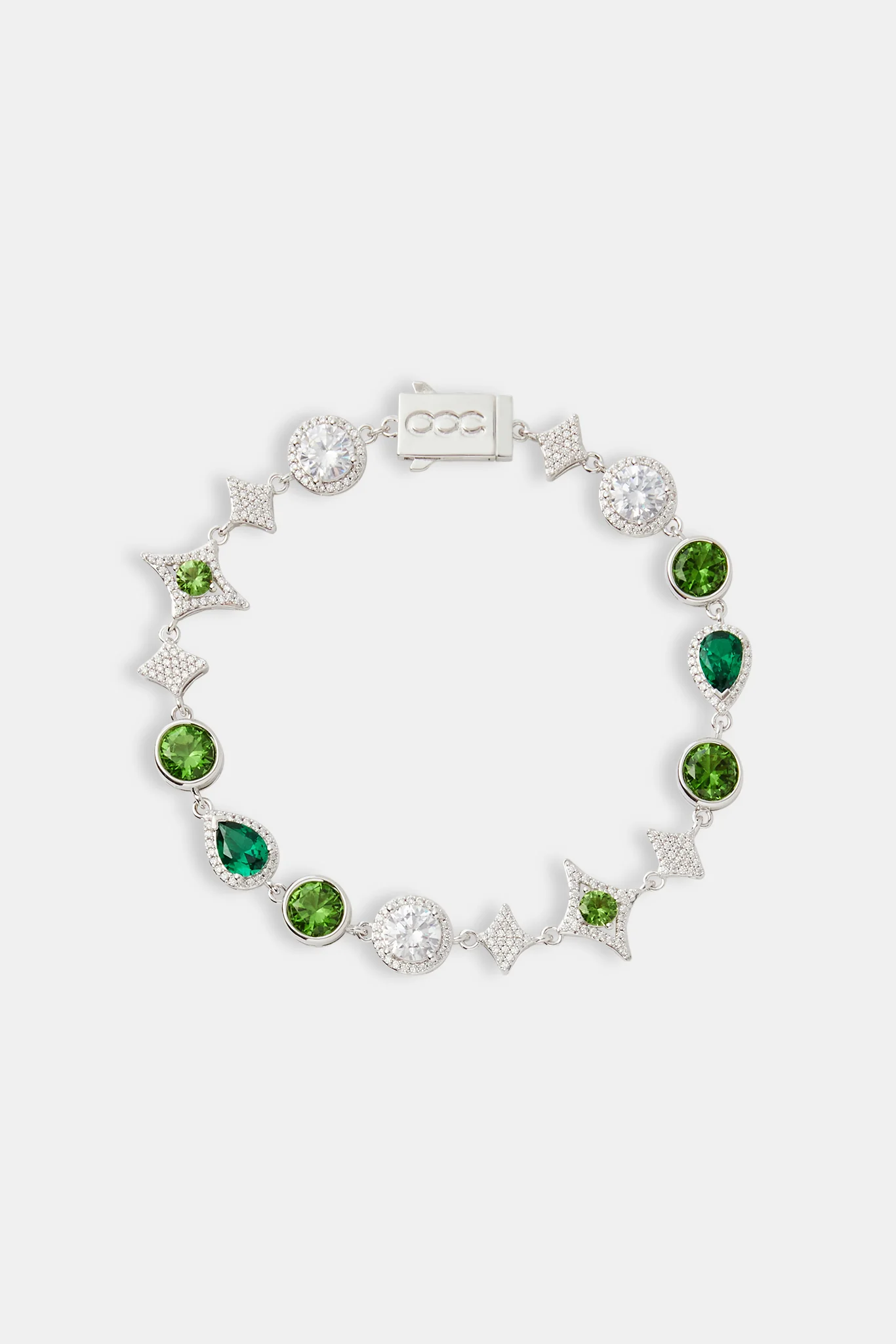 Star Motif Green Multi Gemstone Bracelet - 10mm - Image 2