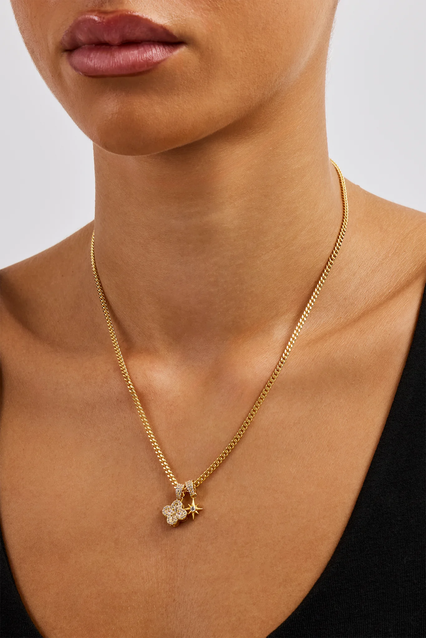 Starburst & Motif Pendant Necklace - 10mm - Gold - Image 3