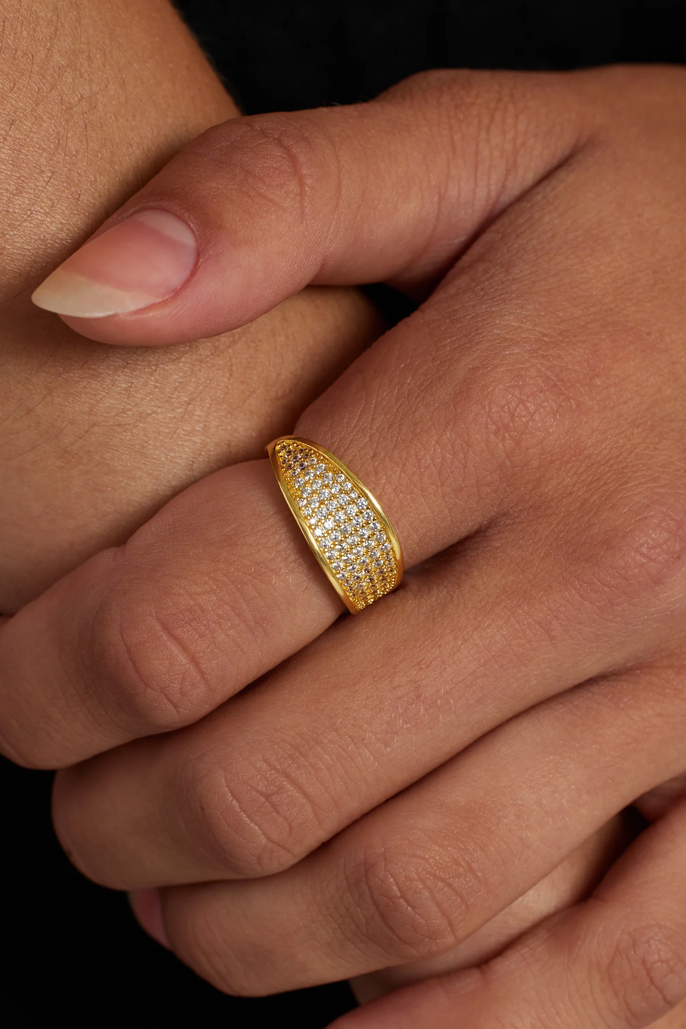 Sterling Silver Gold Plated Pave CZ Ring - Image 2