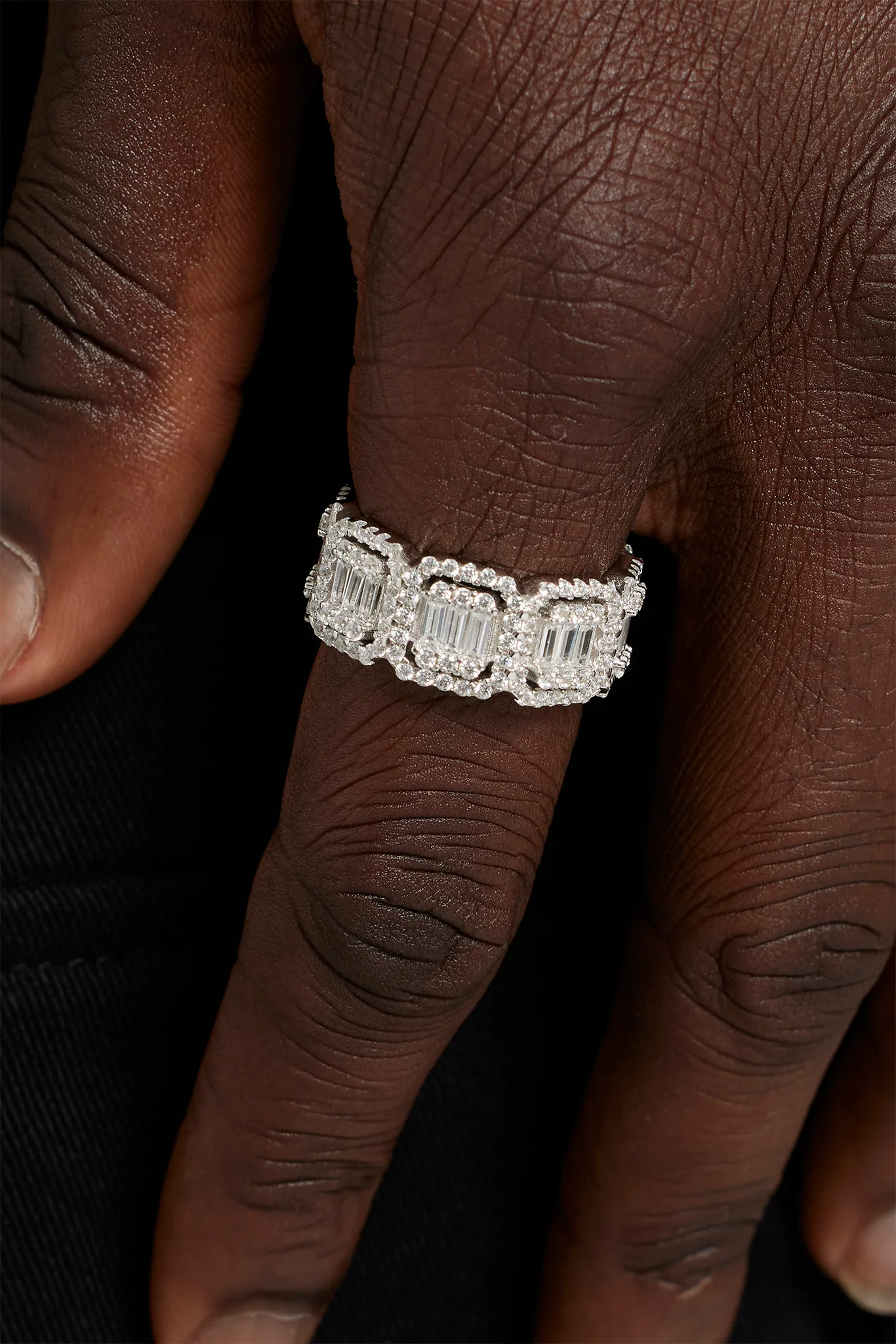 Sterling Silver Iced CZ Baguette Cluster Ring - Image 2